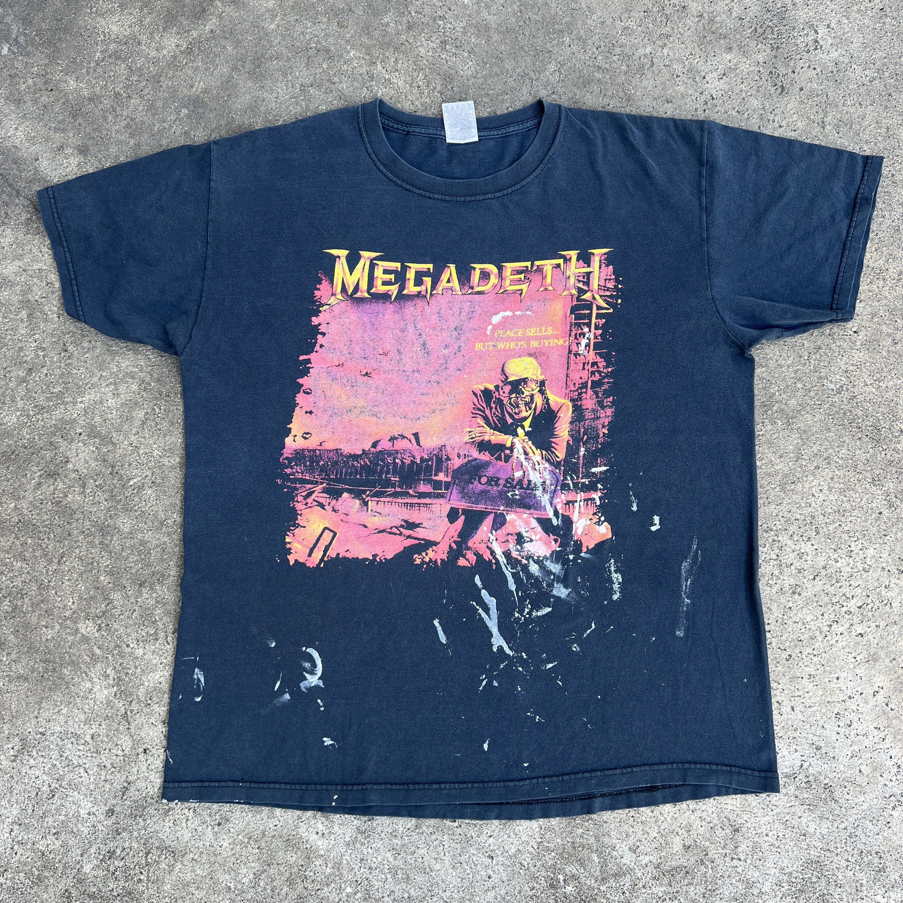 Megadeth X Vintage Vintage Y2k Megadeth Promo Tee Distressed Faded Hoodie, Sweatshirt | PodTeesHub.com