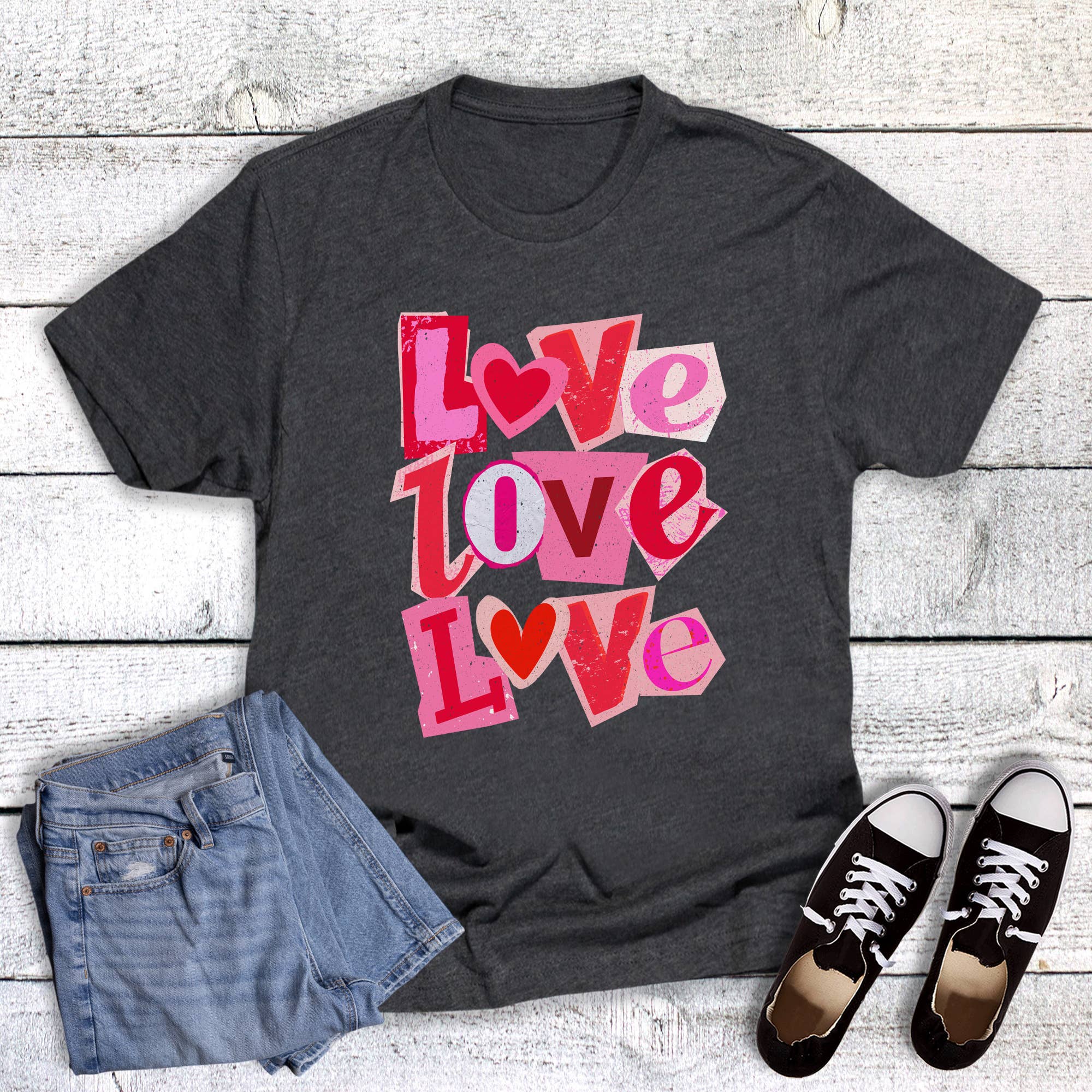 Valentine Love Love Love Graphic Tee Hoodie, Sweatshirt | PodTeesHub.com
