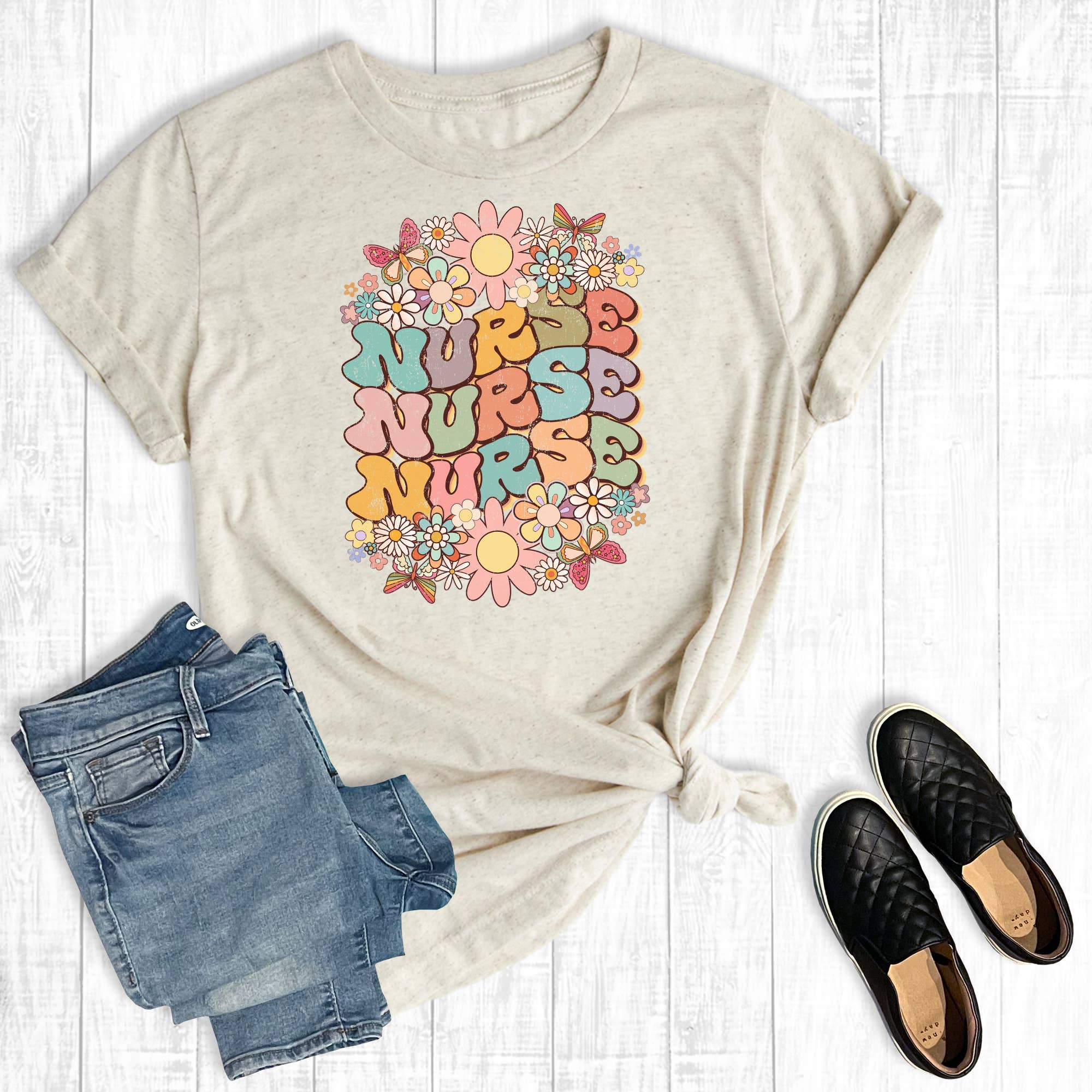 Vintage Floral Nurse Graphic Tee Hoodie, Sweatshirt | PodTeesHub.com