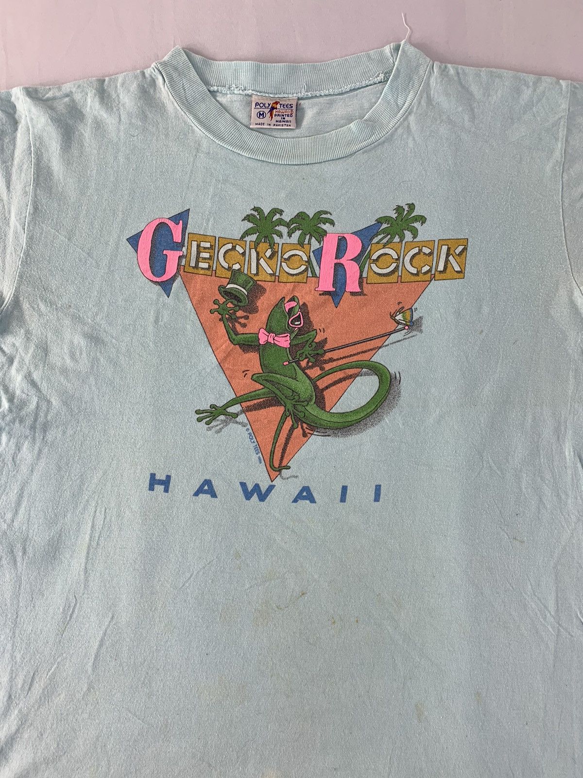 Vintage 80s Poly Tees Hawaii Gecko Rock Tour Tee Hoodie, Sweatshirt | PodTeesHub.com