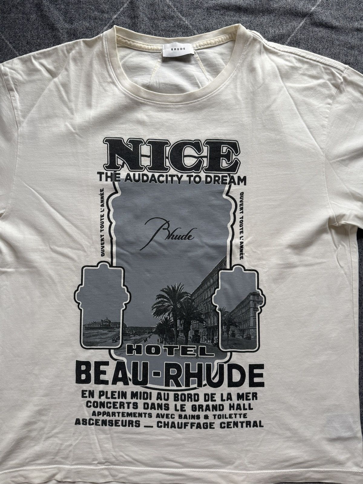 Rhude Hotel Beau Rhude Cream T-Shirts, Hoodie, Sweatshirt