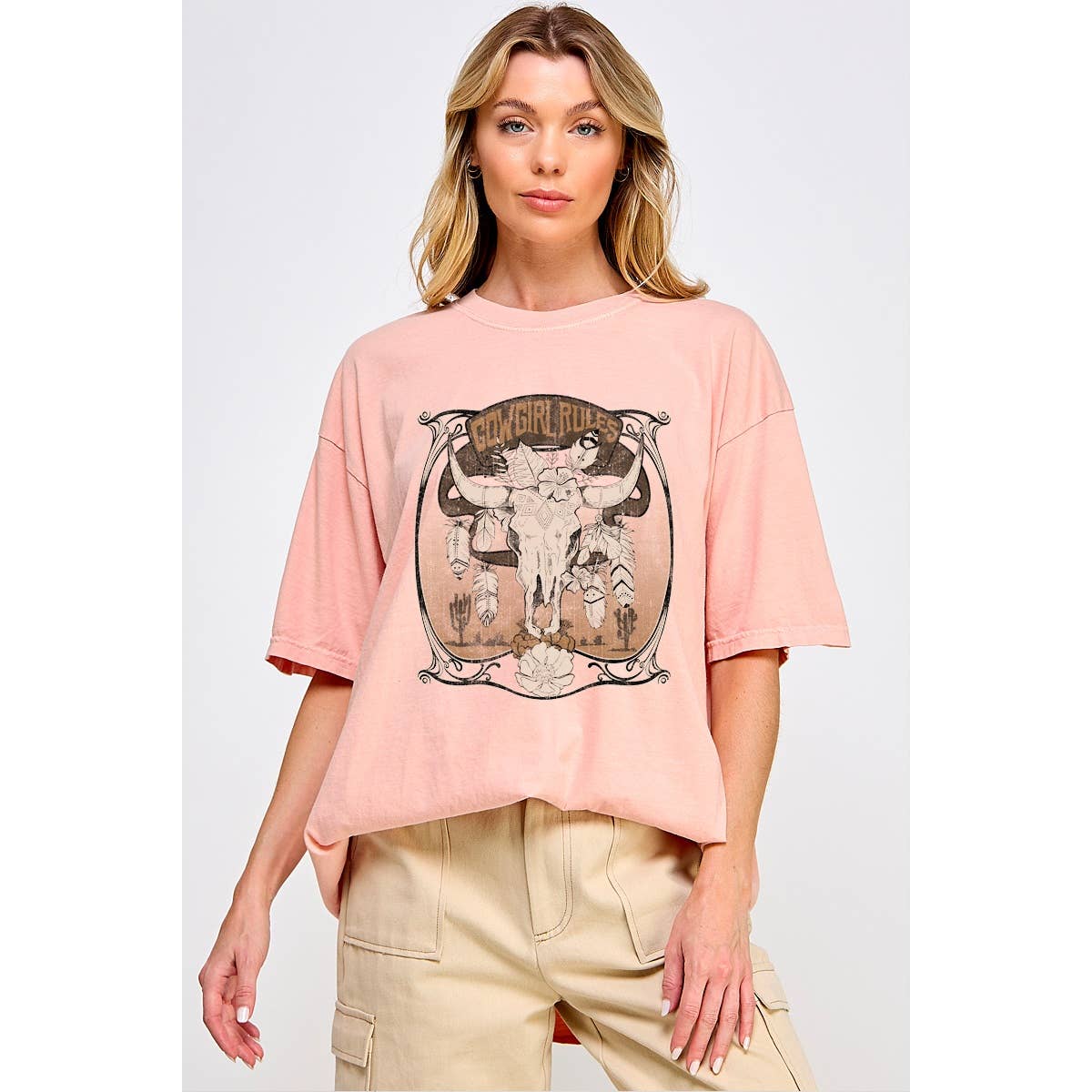 Cowgirl Rules  Vintage Graphic Oversized Tee Hoodie, Sweatshirt | PodTeesHub.com