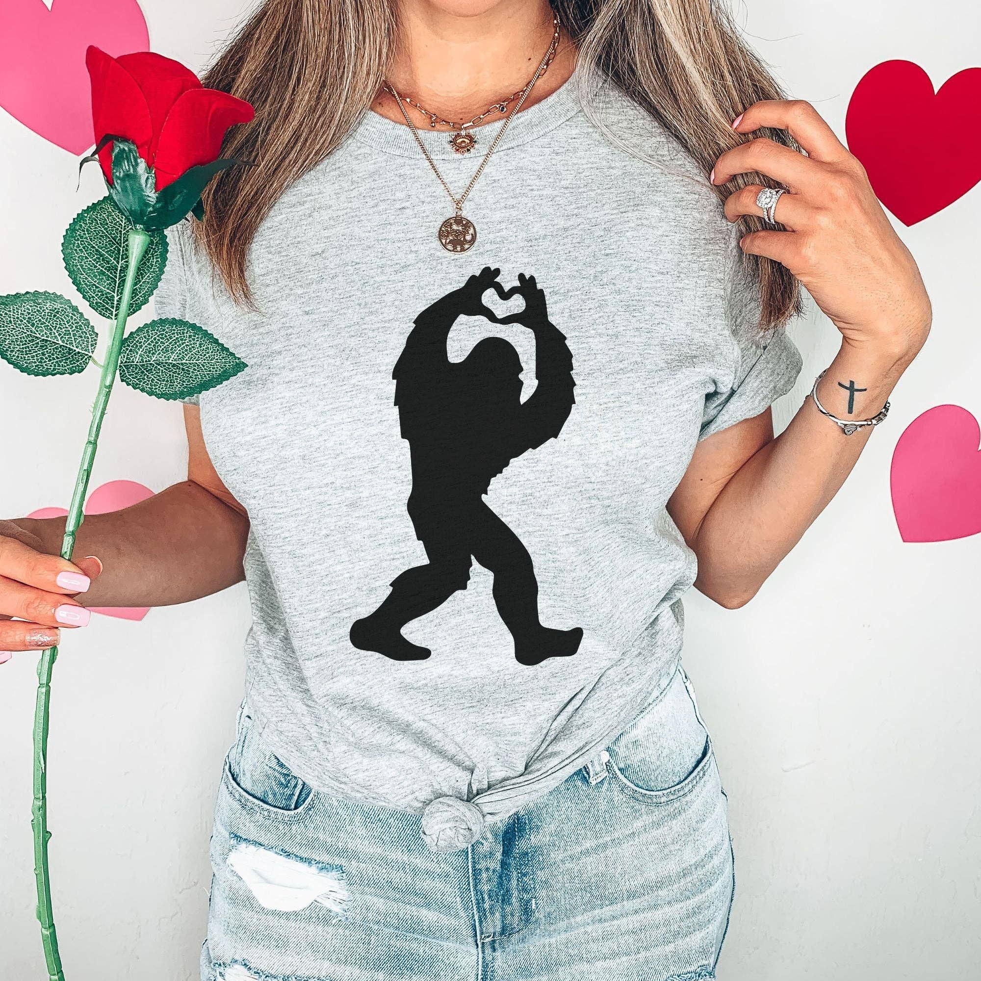 Bigfoot Loves You Valentine's Day Tshirt *Unisex Fit* Hoodie, Sweatshirt | PodTeesHub.com