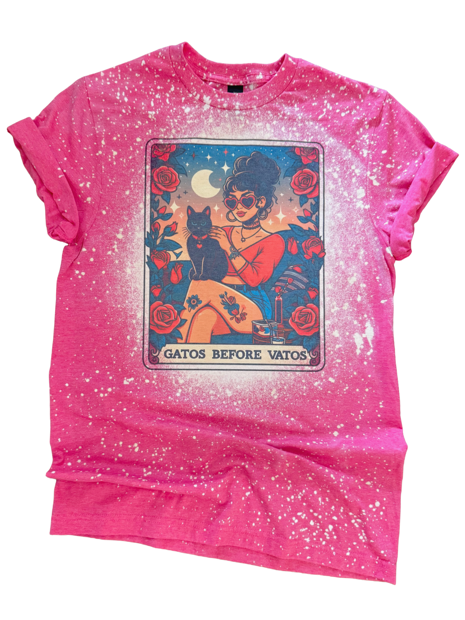 Gatos Before Vatos - Tarot Card Bleached Tee Hoodie, Sweatshirt | PodTeesHub.com