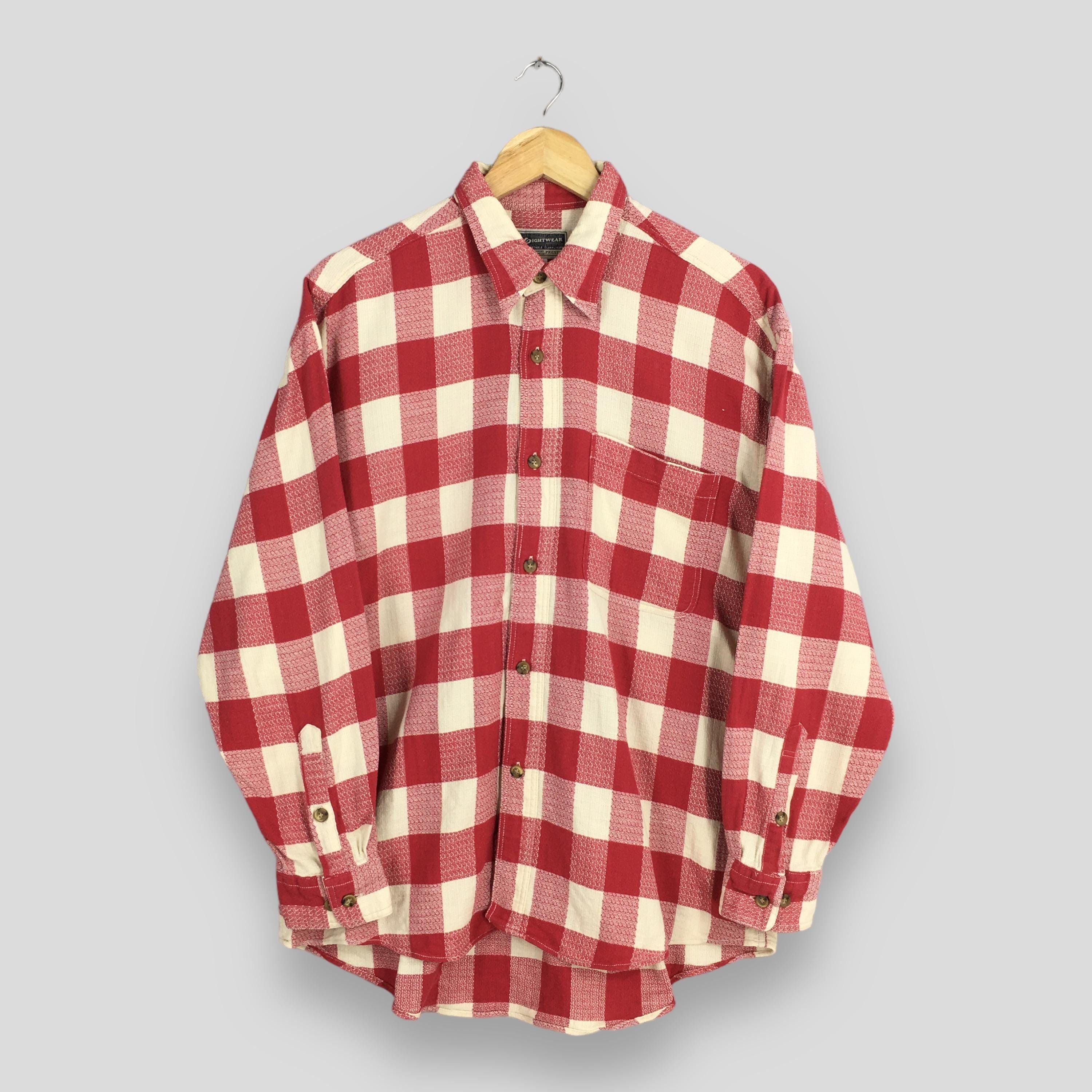 Vintage 80s Tartan Checkered Red Western Shirt Large Hoodie, Sweatshirt | PodTeesHub.com