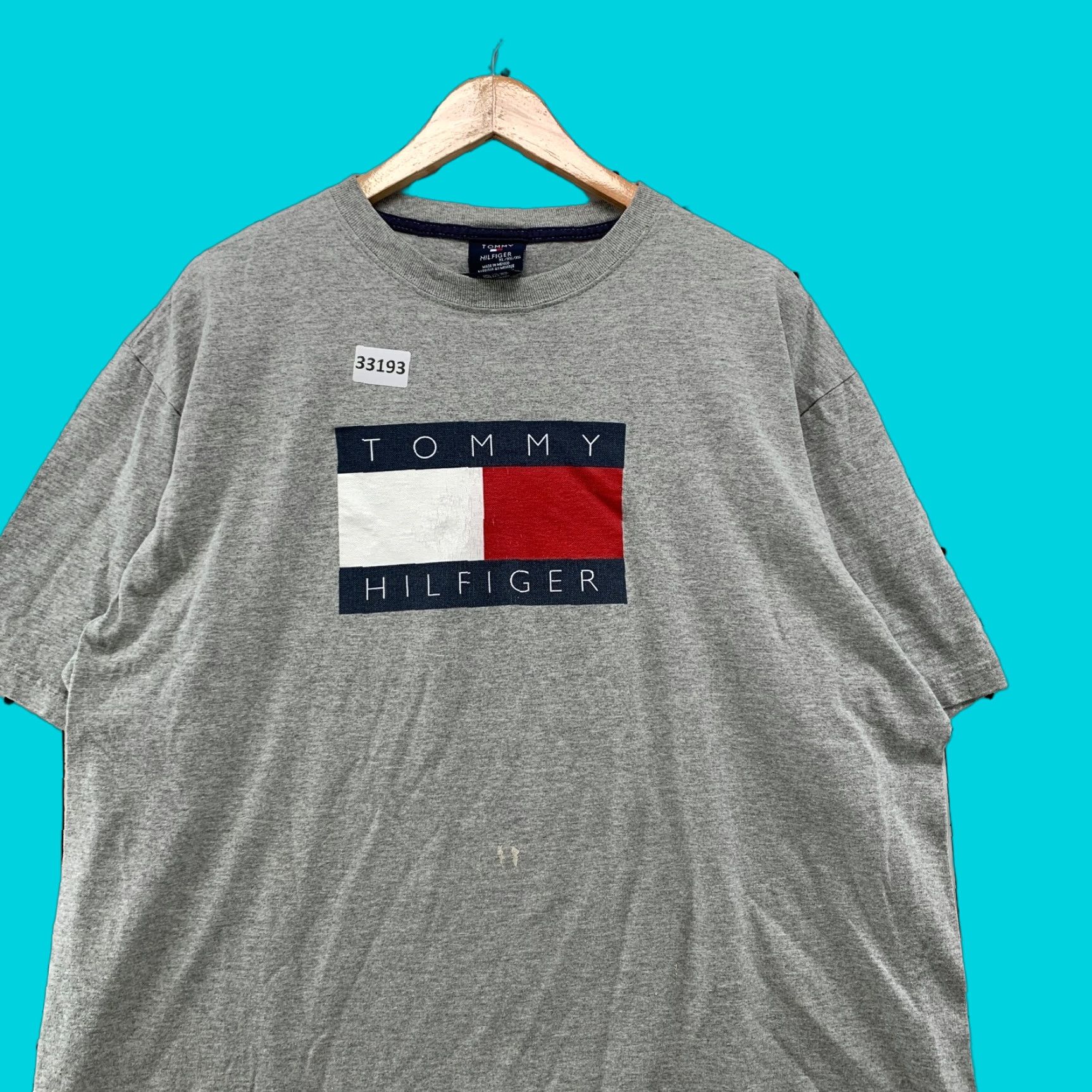 Hilfiger Vintage Tommy Hilfiger Shirt Mens Xl Gray Hip Hop Casual Big Flag 24 5x28 5 T Shirt C Hoodie, Sweatshirt