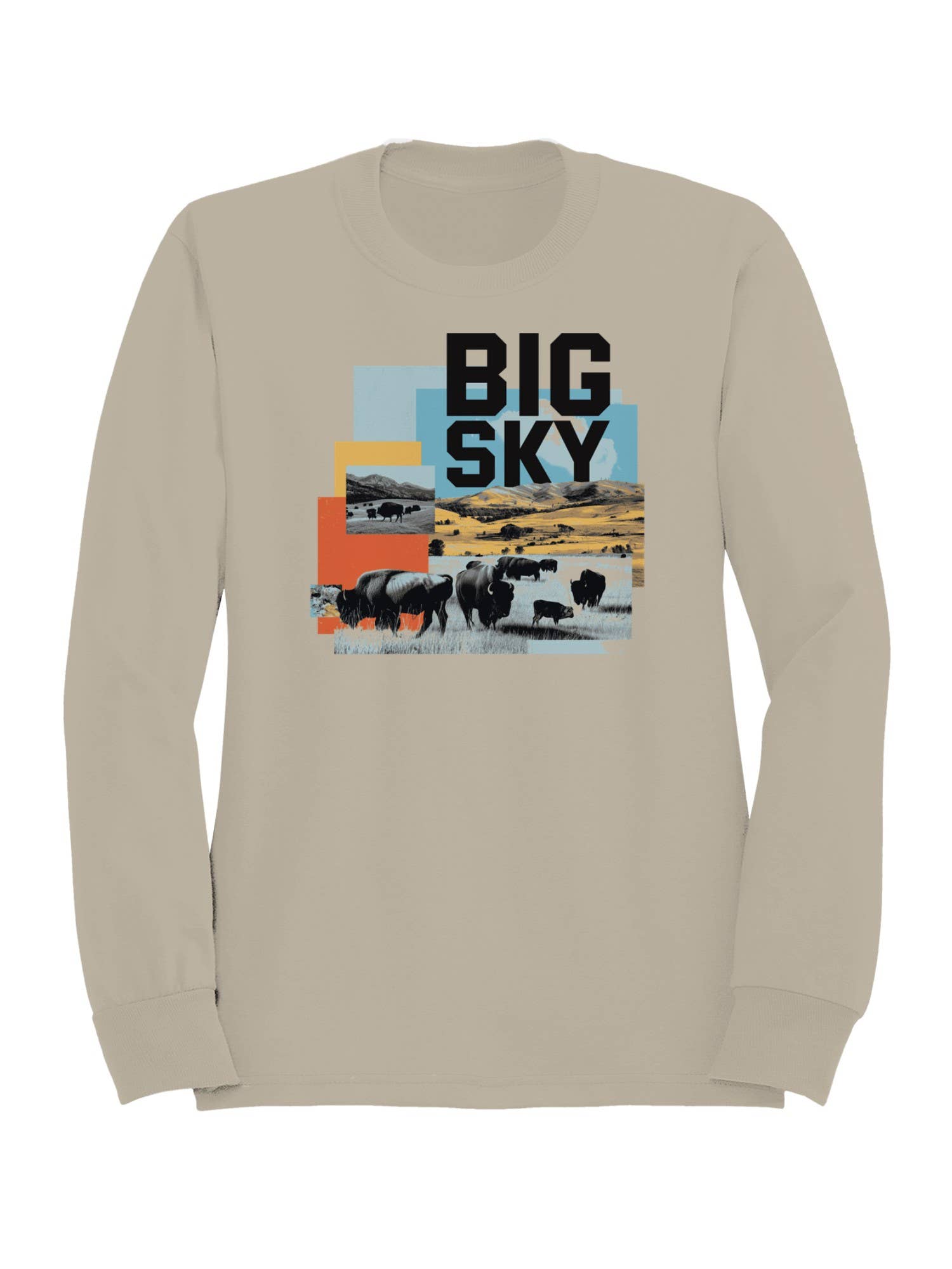 Big Sky Bison Landscape Art Men's Sweatshirt T-Shirts, Hoodie | PodTeesHub.com