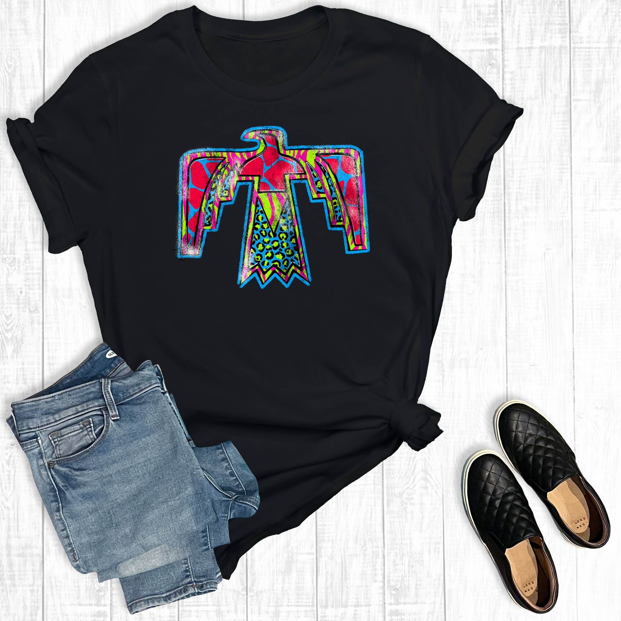 Western Neon Thunderbird Graphic Tee Hoodie, Sweatshirt | PodTeesHub.com