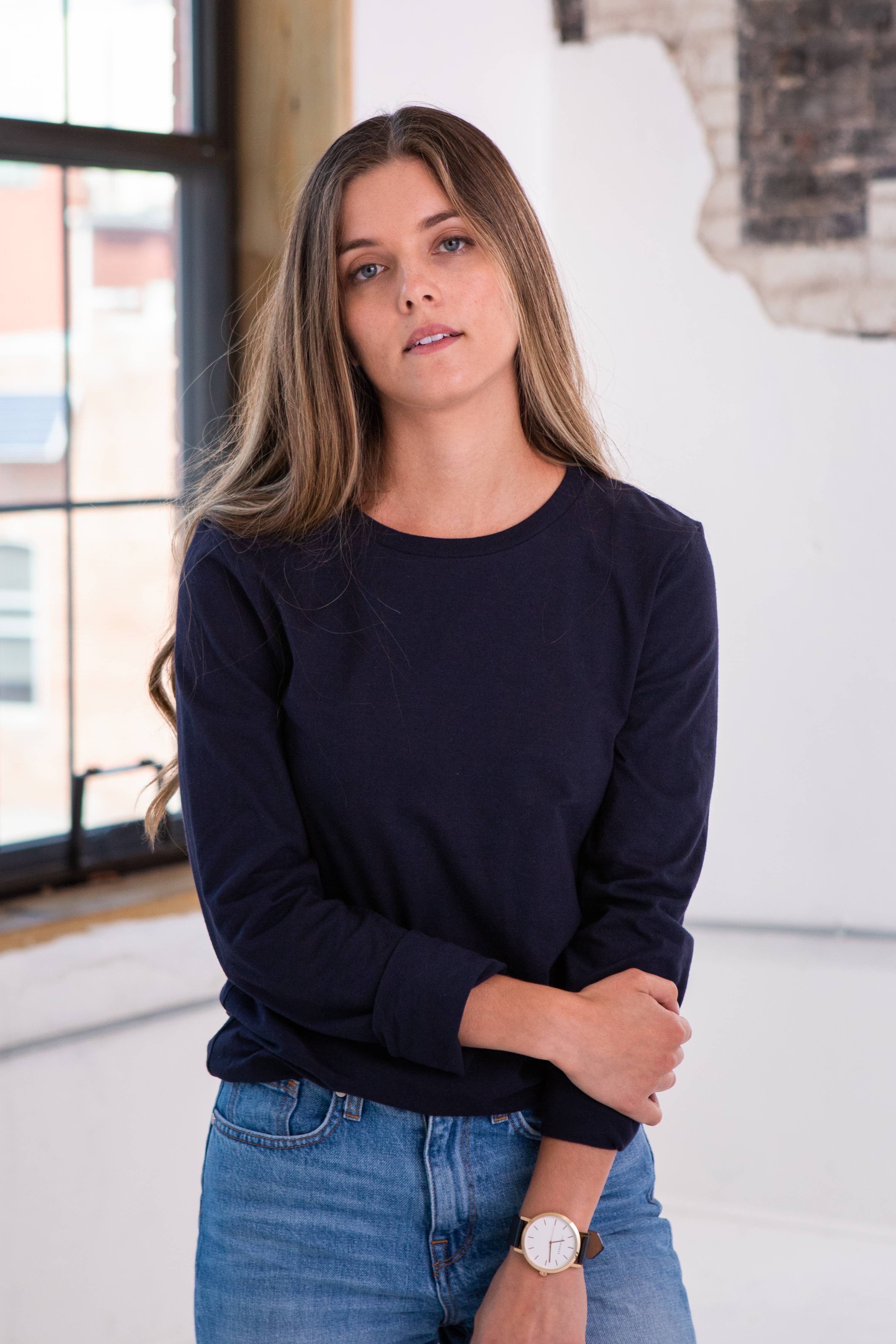 Ladies Premium Cotton Long Sleeve Tee Hoodie, Sweatshirt | PodTeesHub.com
