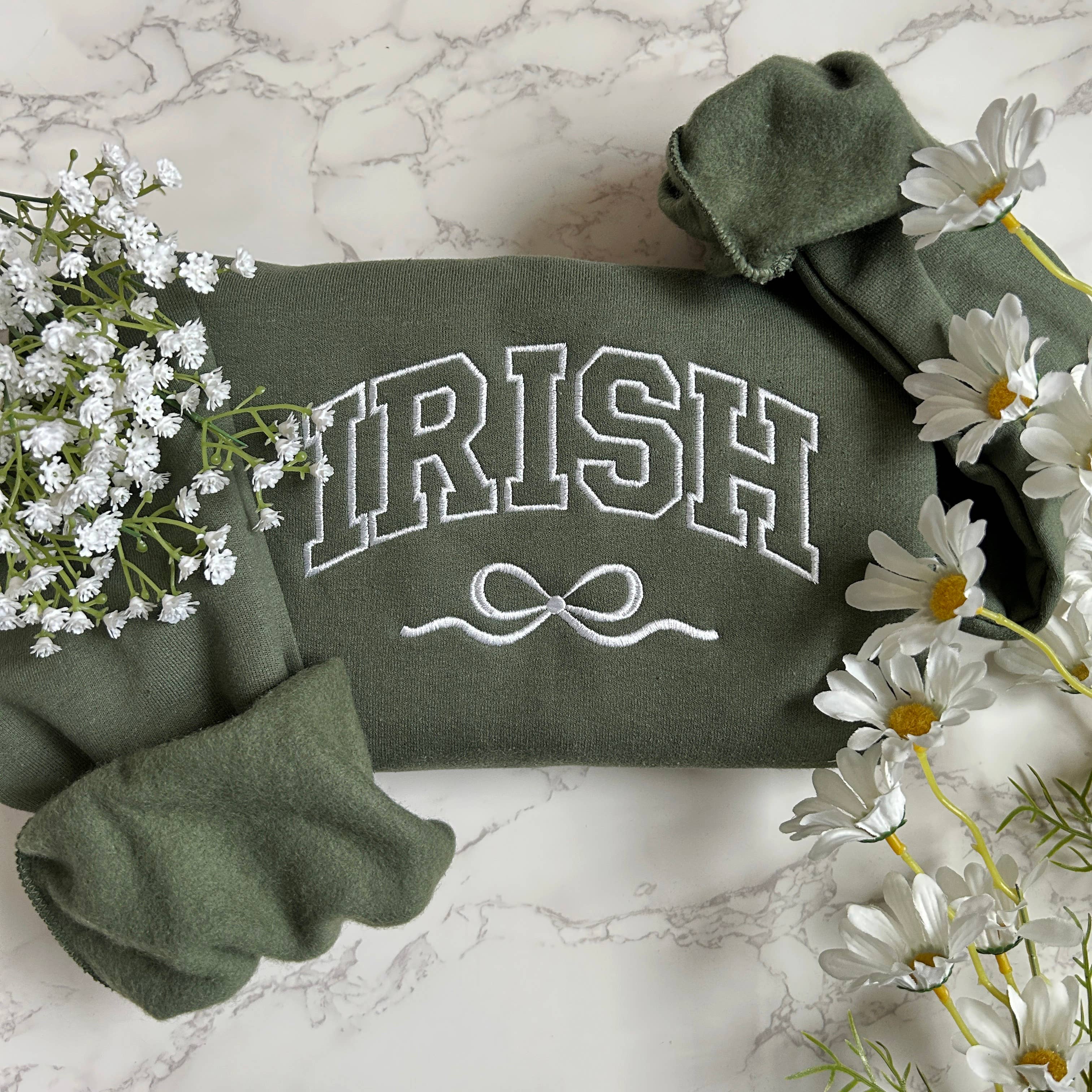 Embroidered Irish Coquette Bow Patrick's Day Sweatshirt T-Shirts, Hoodie | PodTeesHub.com