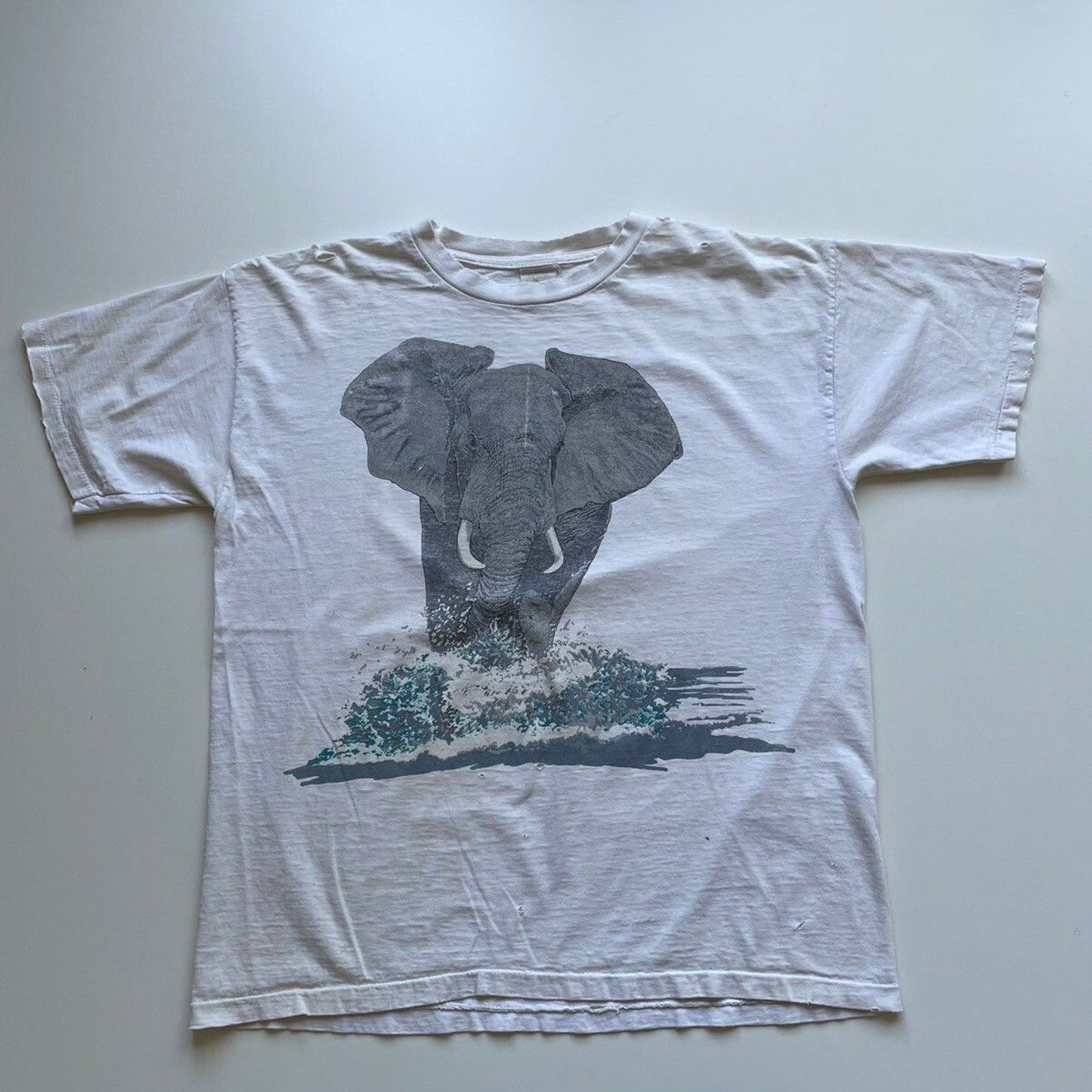 Vintage 90s Elephant Animal Art T Shirt Medium Made In Usa Hoodie, Sweatshirt | PodTeesHub.com