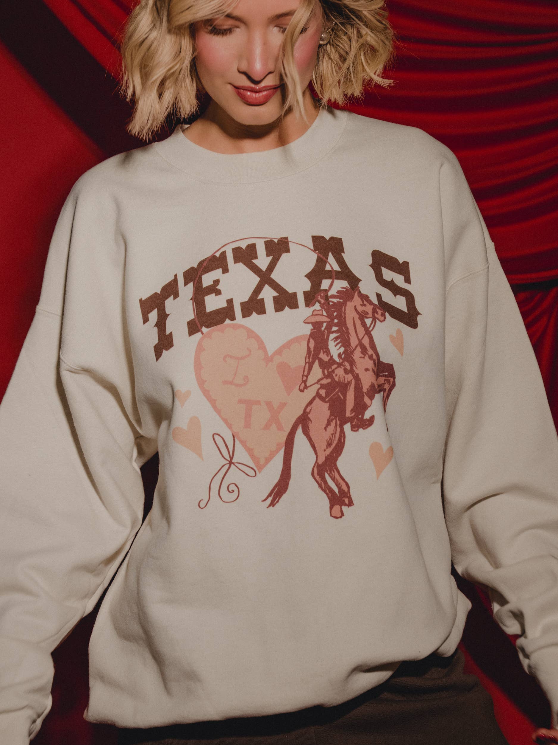 Texas Hearts and Horses Natural Sweatshirt T-Shirts, Hoodie | PodTeesHub.com