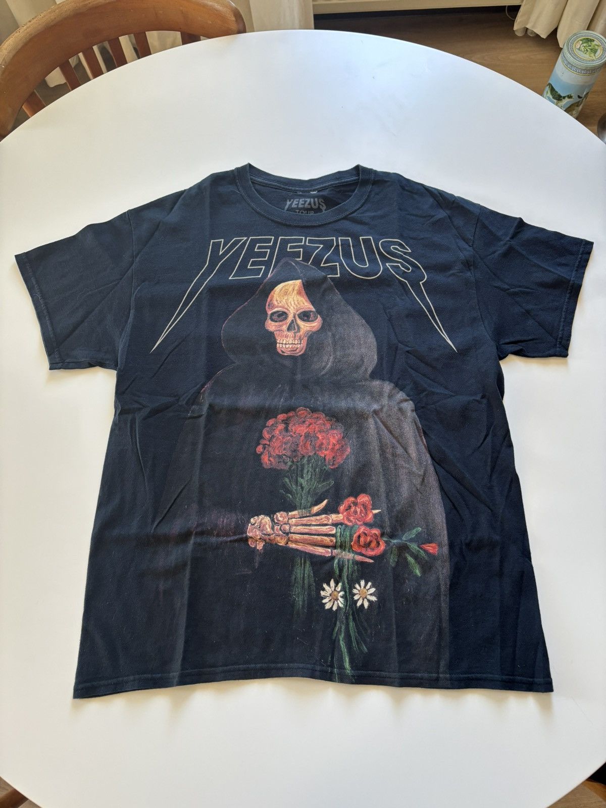 Vintage Yeezus Australia Tour Grim Reaper Print Size L T-Shirts, Hoodie, Sweatshirt | PodTeesHub.com