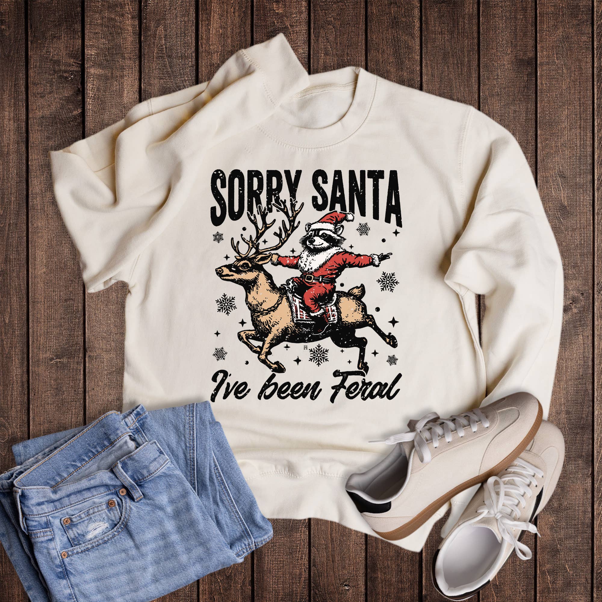 Christmas Sorry Santa I've Been Feral Sweatshirt T-Shirts, Hoodie | PodTeesHub.com