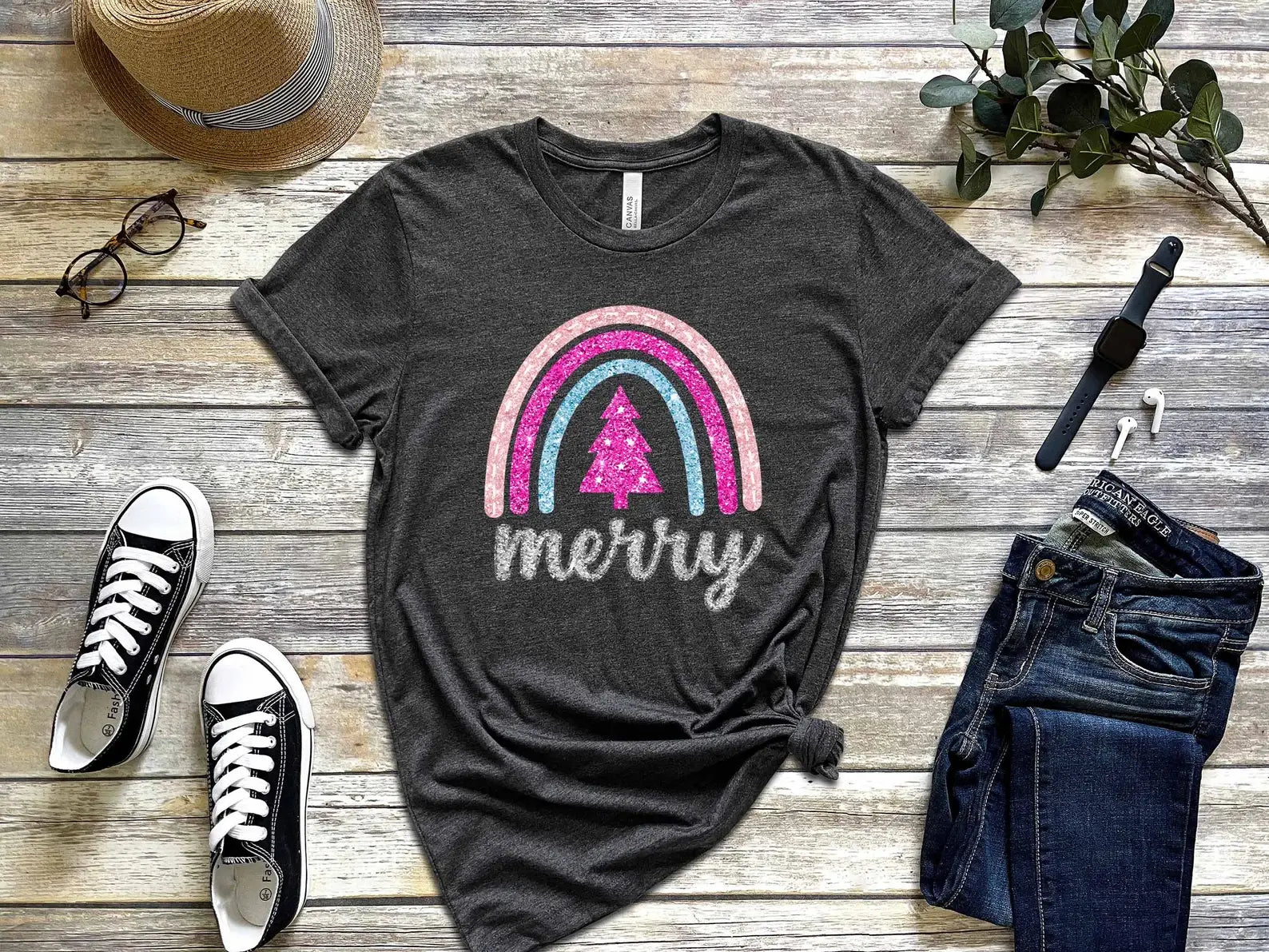 Merry Christmas T-Shirt, Christmas Tree Shirt Hoodie, Sweatshirt | PodTeesHub.com