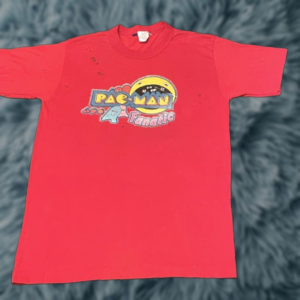 Vintage Pac Man Fanatic Midway Video Game Arcade Vtg Shirt Mens Size L Red 80s 90s Cartoon V Hoodie, Sweatshirt