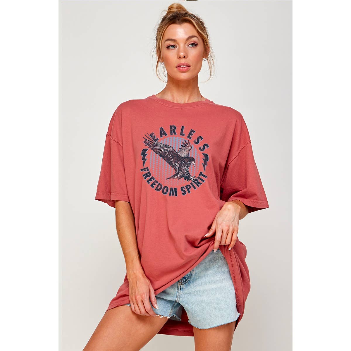 Fearless Freedom Sipirit Graphic Oversized Tee Hoodie, Sweatshirt | PodTeesHub.com
