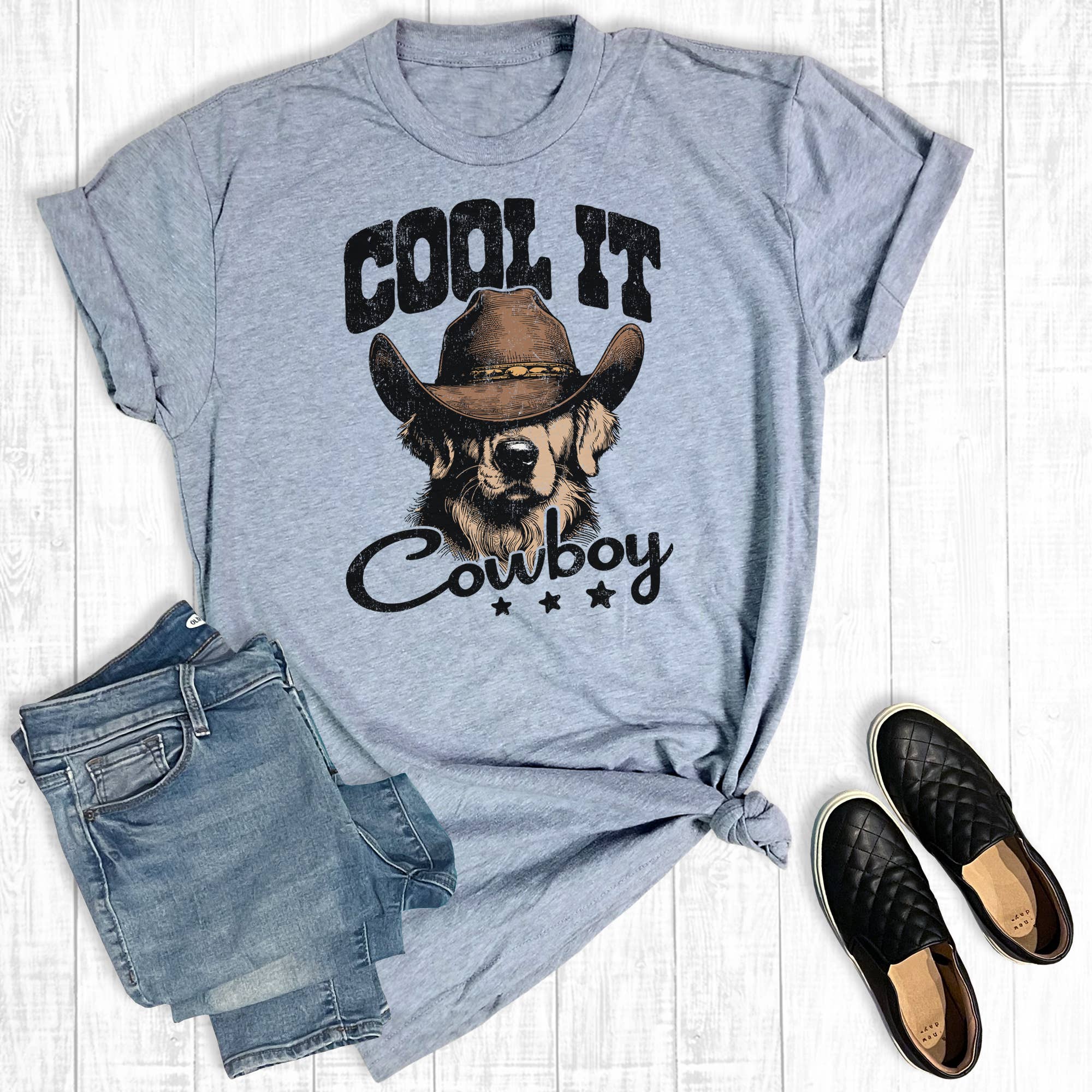 Western Funny Cool It Cowboy Dog Graphic Tee Hoodie, Sweatshirt | PodTeesHub.com