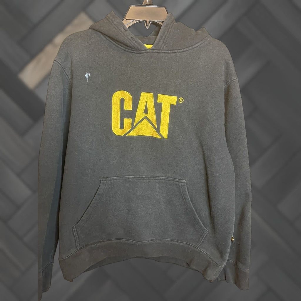 Vintage Cat Caterpillar Authentic Men S Embroidered Hoodie Size Adult Large Black T-Shirts, Sweatshirt | PodTeesHub.com