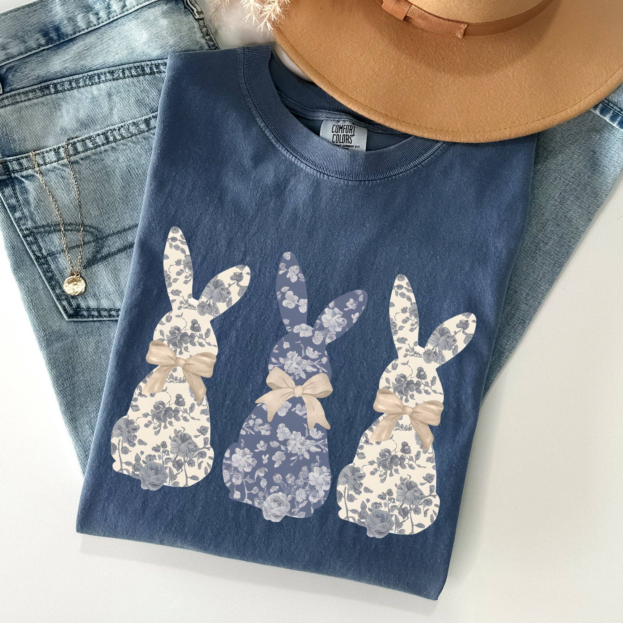Retro Easter Bunnies, Girly, Chinoiserie, Rabbits Tshirt Hoodie, Sweatshirt | PodTeesHub.com