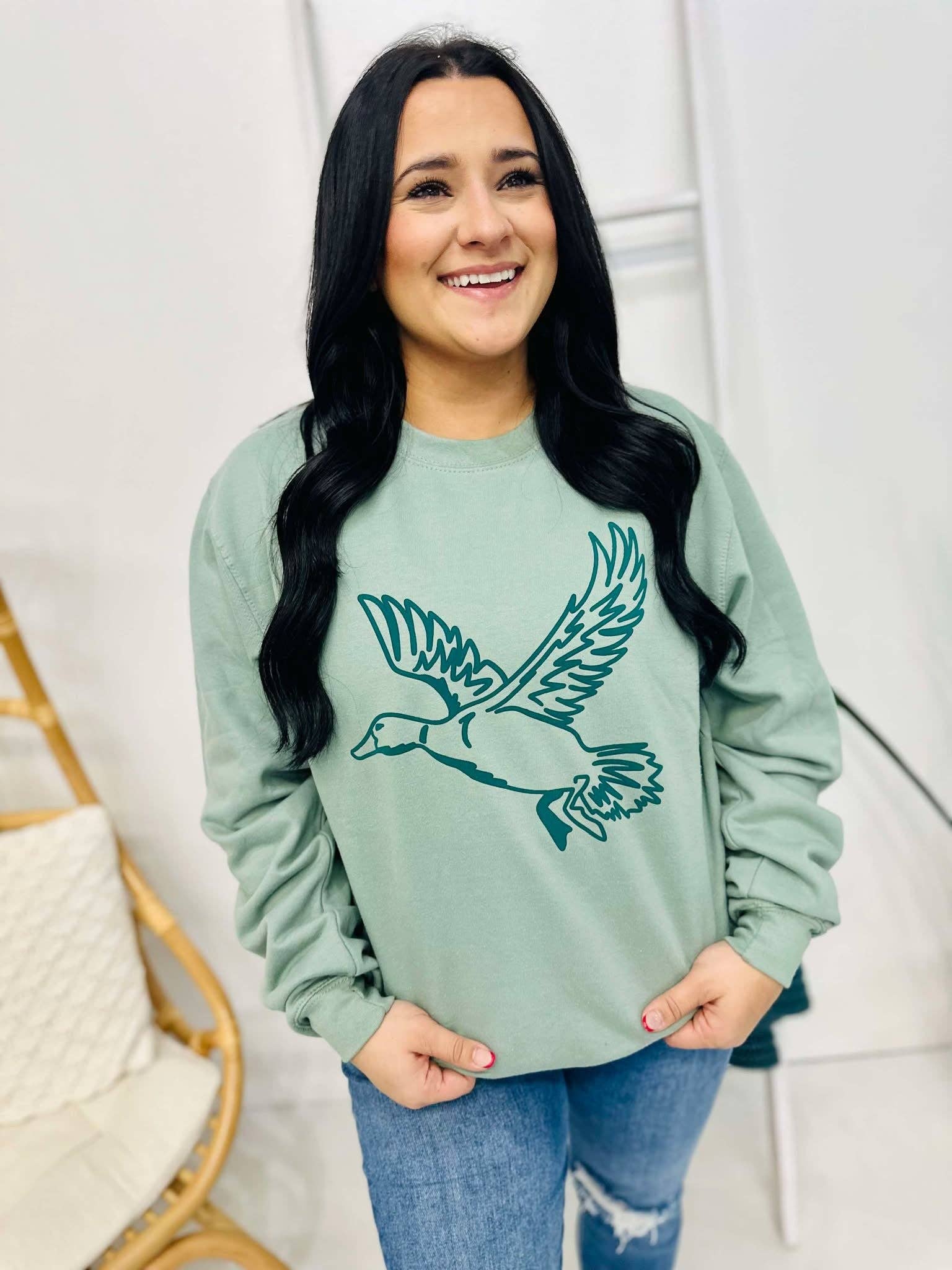 Duck Outline Puff Sweatshirt T-Shirts, Hoodie | PodTeesHub.com