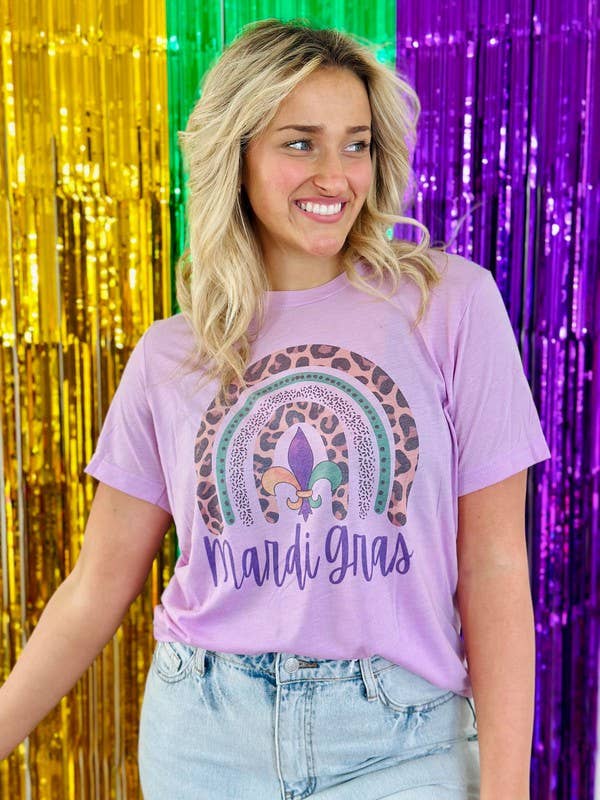Mardi Gras Leopard Rainbow Tee Hoodie, Sweatshirt | PodTeesHub.com