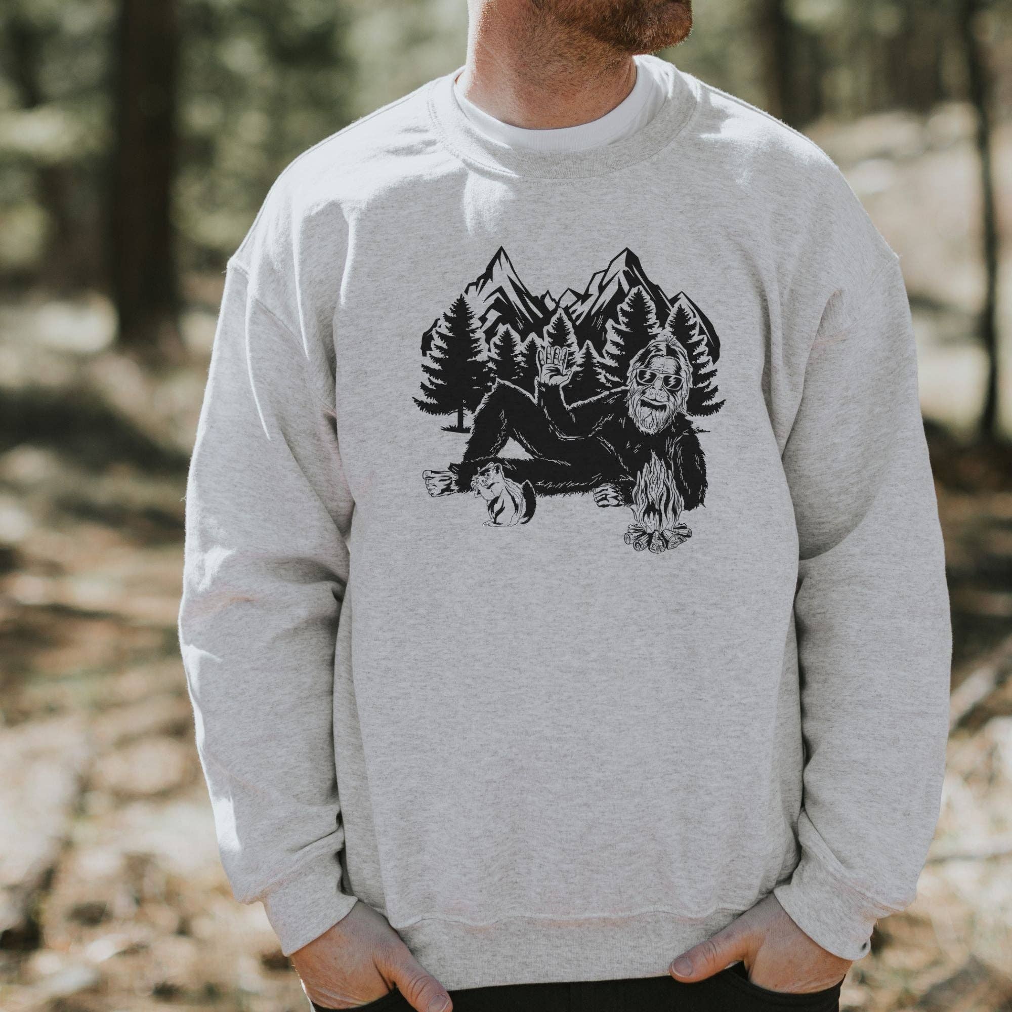 Bigfoot Relaxing Crewneck Sweatshirt For Skier Unisex T-Shirts, Hoodie | PodTeesHub.com