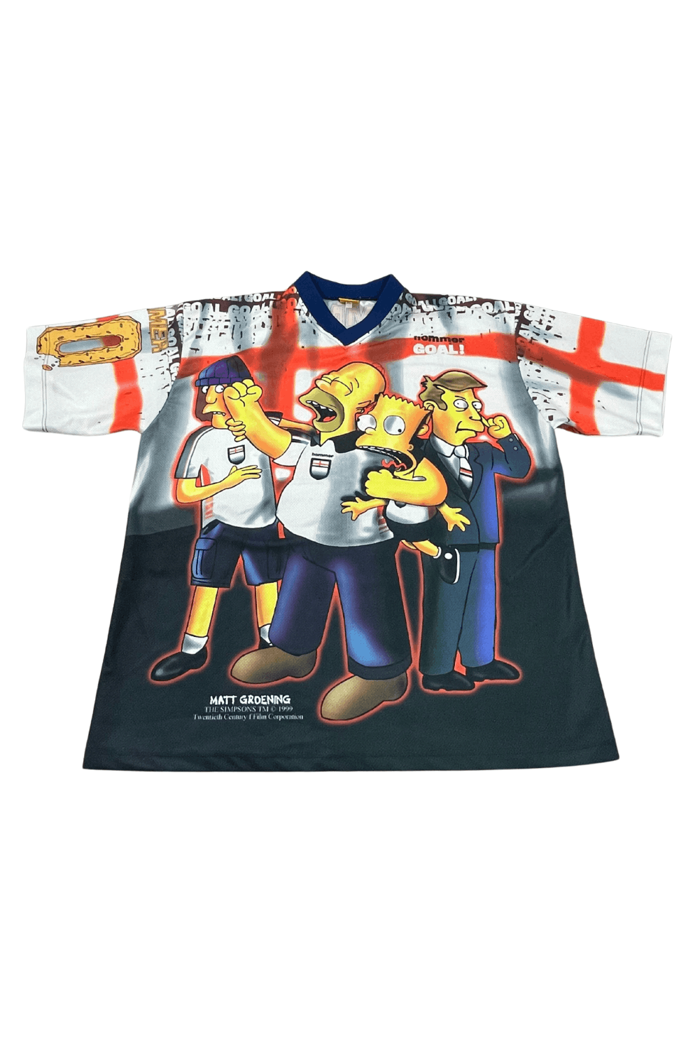 Vintage 1999 Italian Made Simpsons Hommer 00 England All Over T-Shirts, Hoodie, Sweatshirt