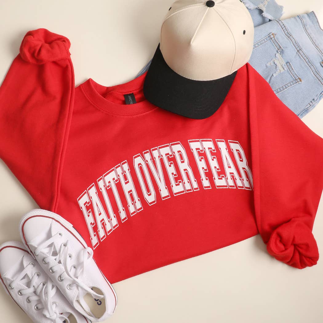 Faith Over Fear Varsity Heavyweight Sweatshirt T-Shirts, Hoodie | PodTeesHub.com