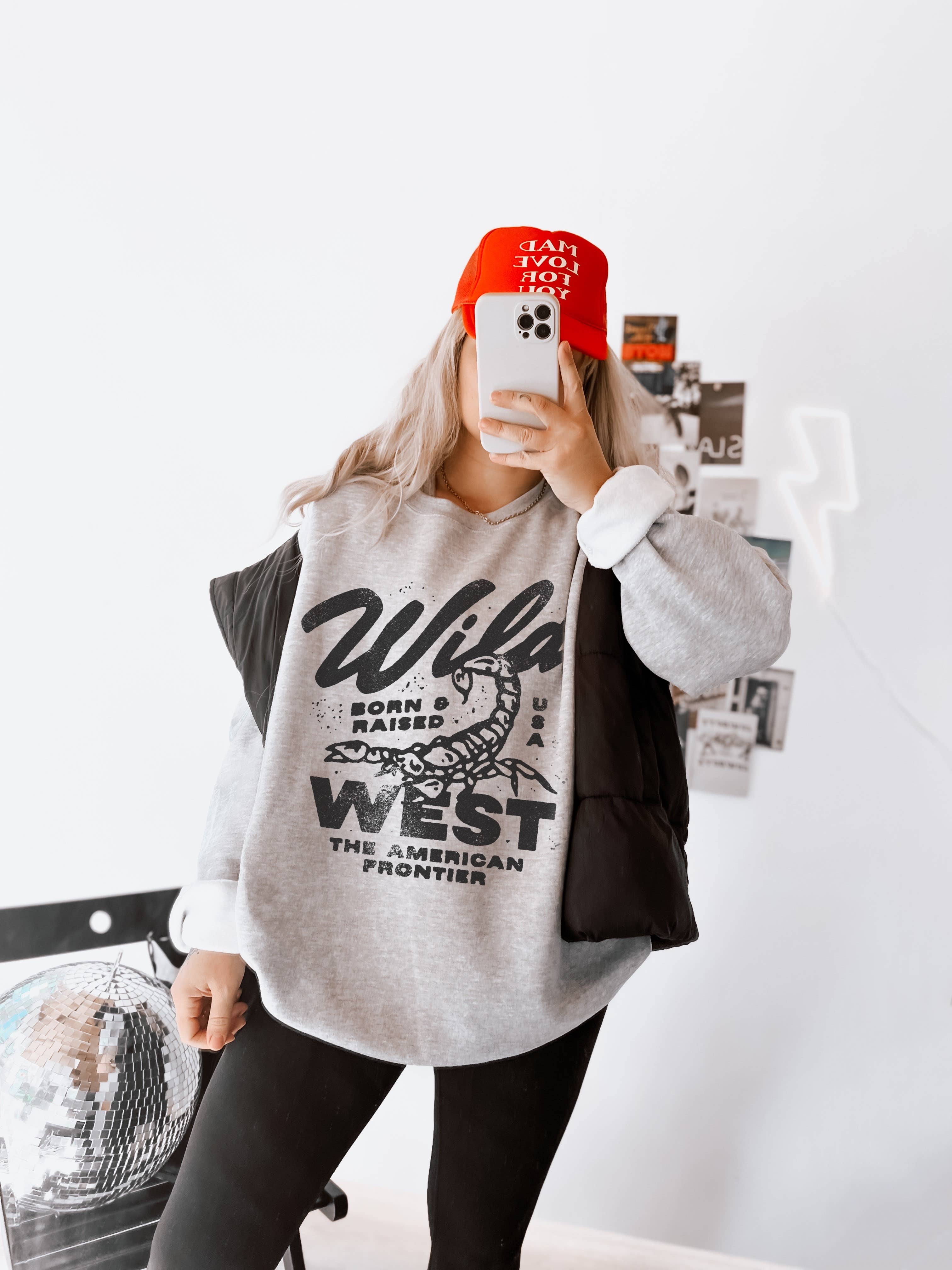 Wild West Vintage Inspired Cowboy Graphic Sweatshirt - Ash T-Shirts, Hoodie | PodTeesHub.com