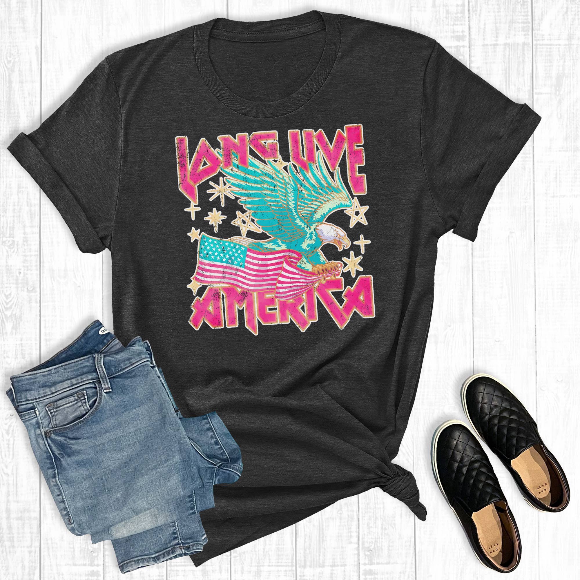 4th of July Long Live America Eagle Graphic Tee Hoodie, Sweatshirt | PodTeesHub.com