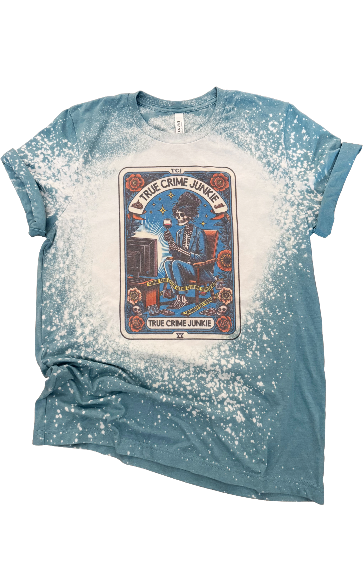 True Crime Junkie - Tarot Card Bleached Shirt Hoodie, Sweatshirt | PodTeesHub.com