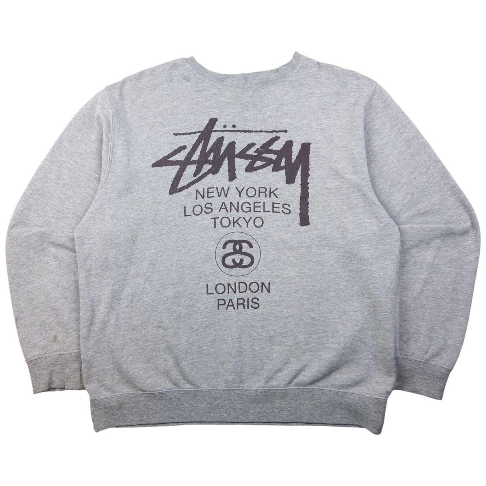 Vintage Stussy World Tour Graphic Sweatshirt Size L T-Shirts, Hoodie | PodTeesHub.com