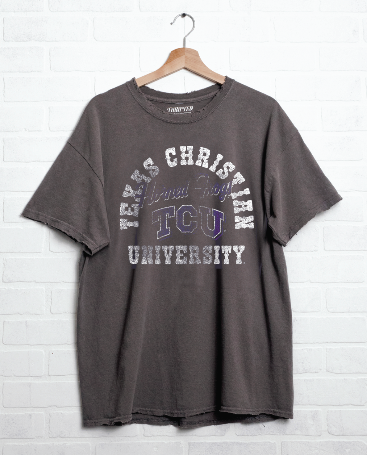 Tcu Horned Frogs Draft Charcoal Thrifted Tee Hoodie, Sweatshirt | PodTeesHub.com