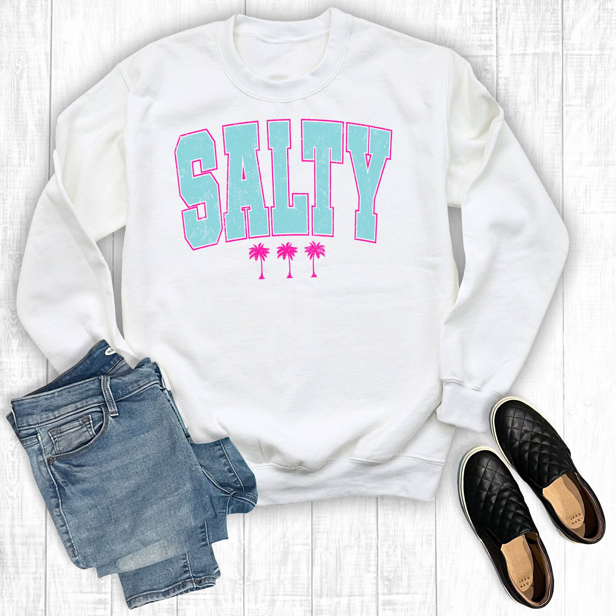 Summer Vacation Salty Palm Trees Sweatshirt T-Shirts, Hoodie | PodTeesHub.com