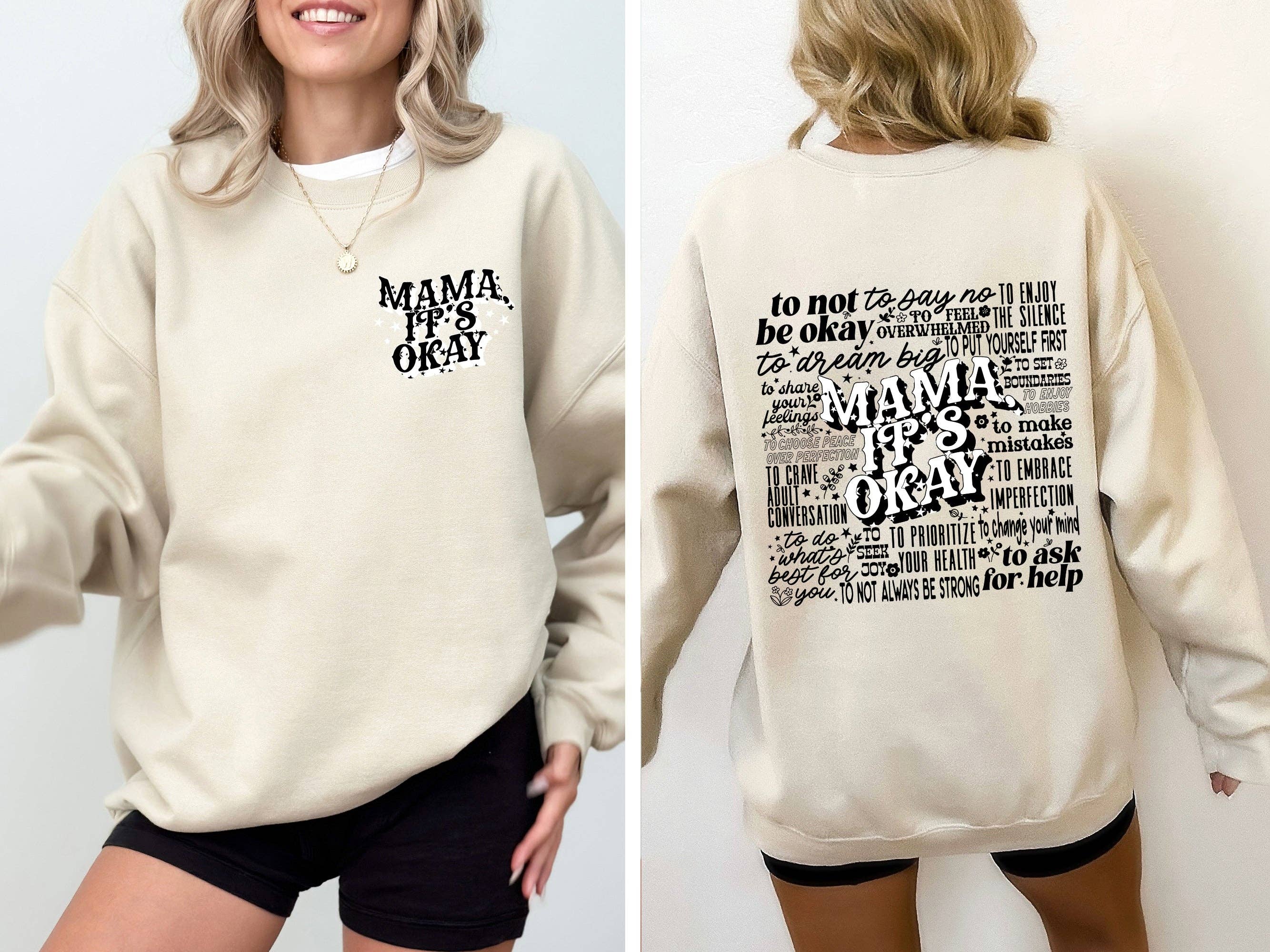 Mama It's Okay, Self Care, Motherhood, Mother's Day Sweatshirt T-Shirts, Hoodie | PodTeesHub.com
