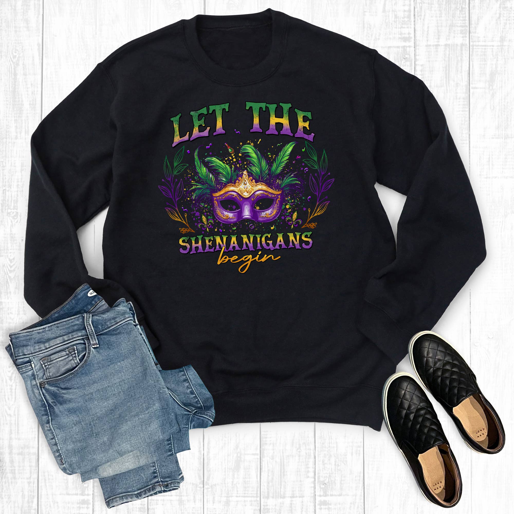Mardi Gras Let the Shenanigans Begin Sweatshirt T-Shirts, Hoodie | PodTeesHub.com
