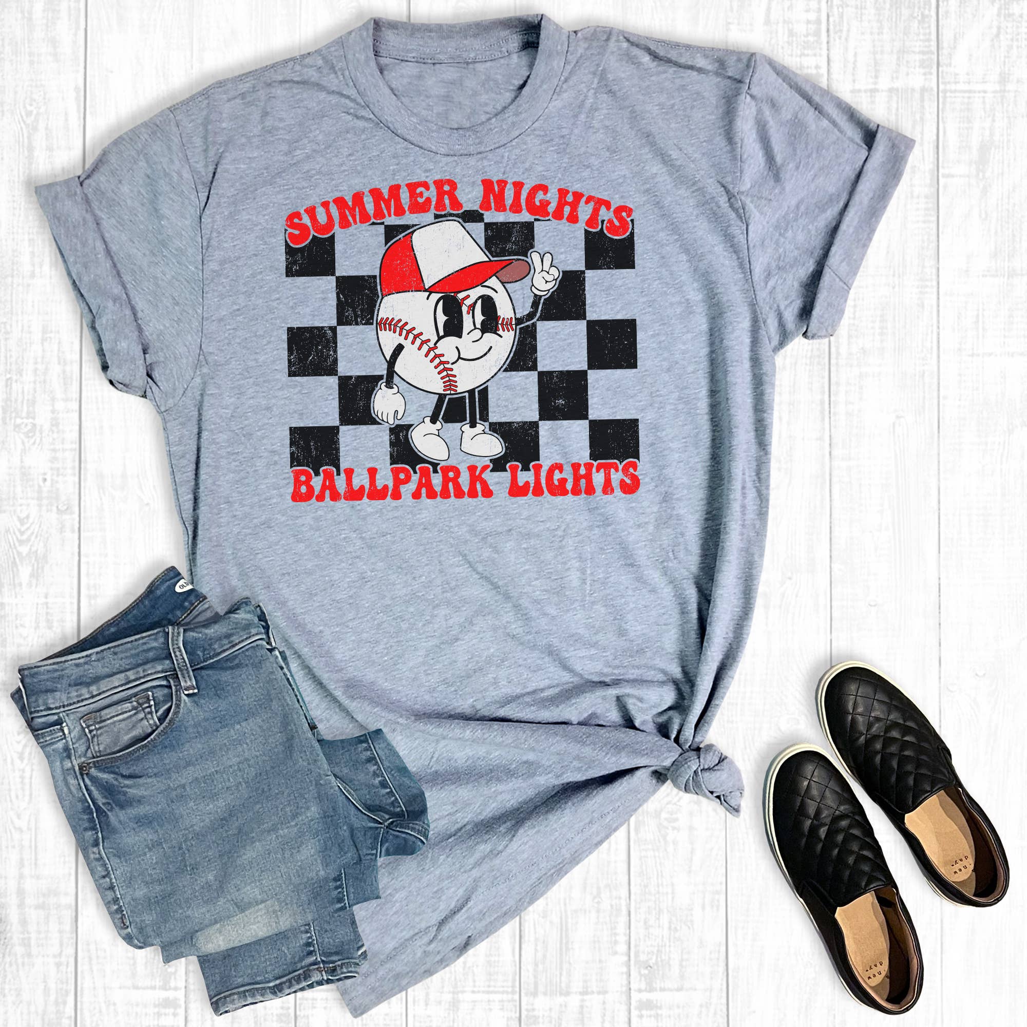 Retro Summer Nights Ball Park Lights Baseball Graphic Tee Hoodie, Sweatshirt | PodTeesHub.com
