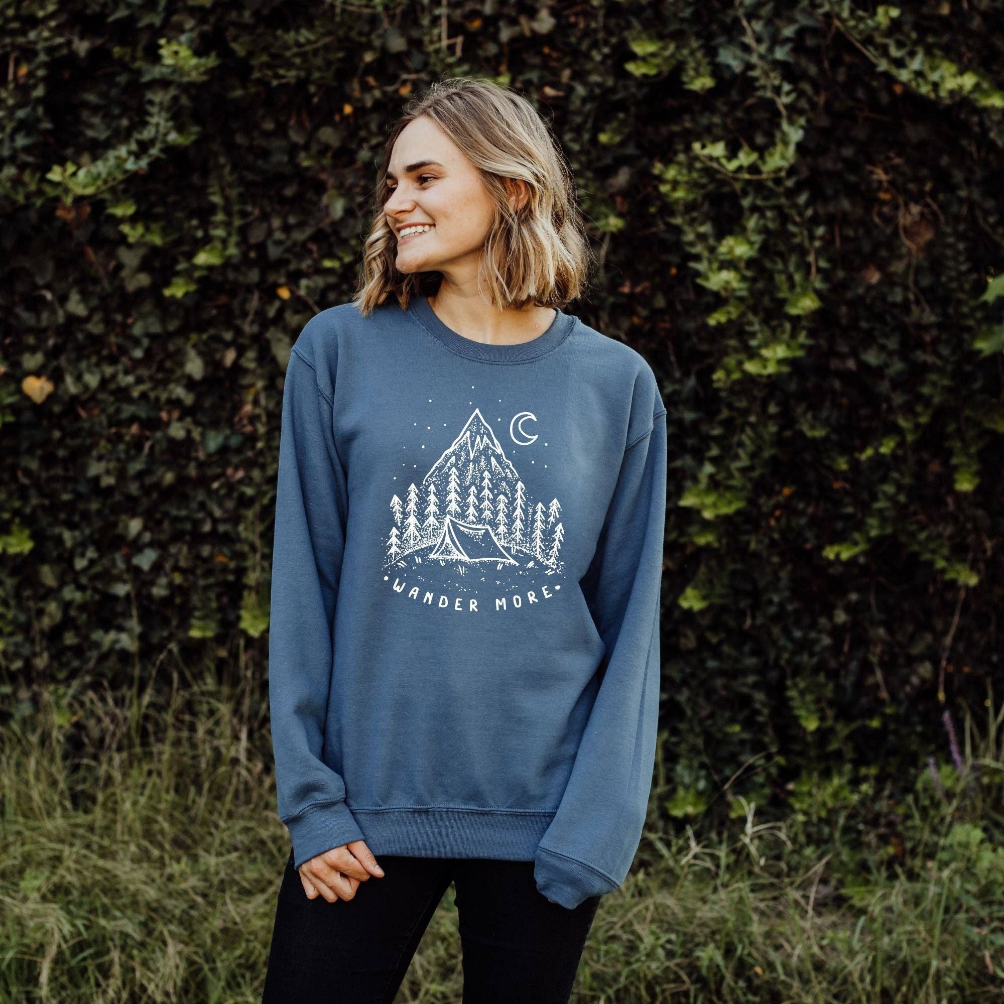 Wander More Hoodie Nature Crewneck Sweatshirt *Unisex Fit* T-Shirts | PodTeesHub.com