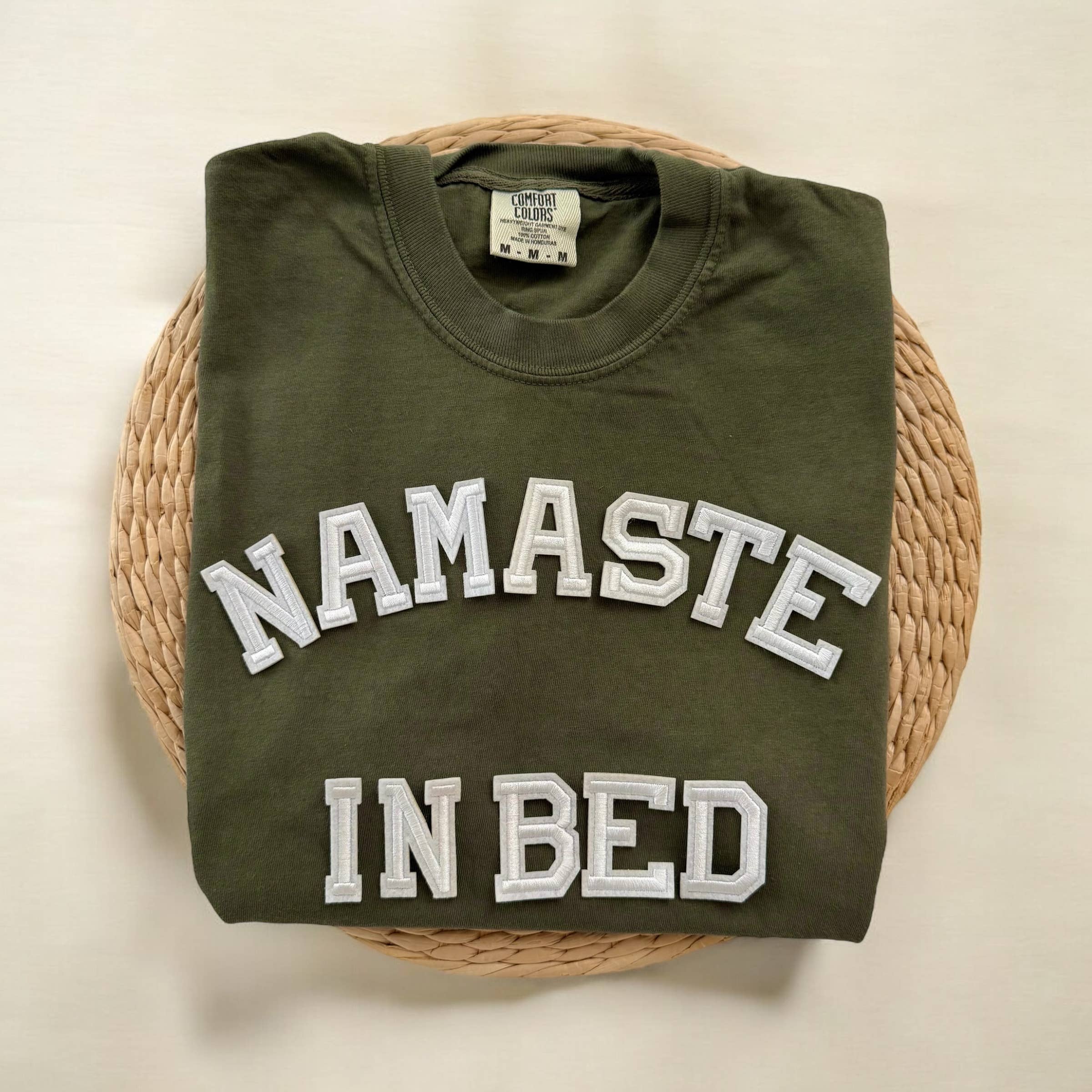 Namaste in Bed Comfort Colors Short Sleeve Shirt, Yoga Shirt Hoodie, Sweatshirt | PodTeesHub.com