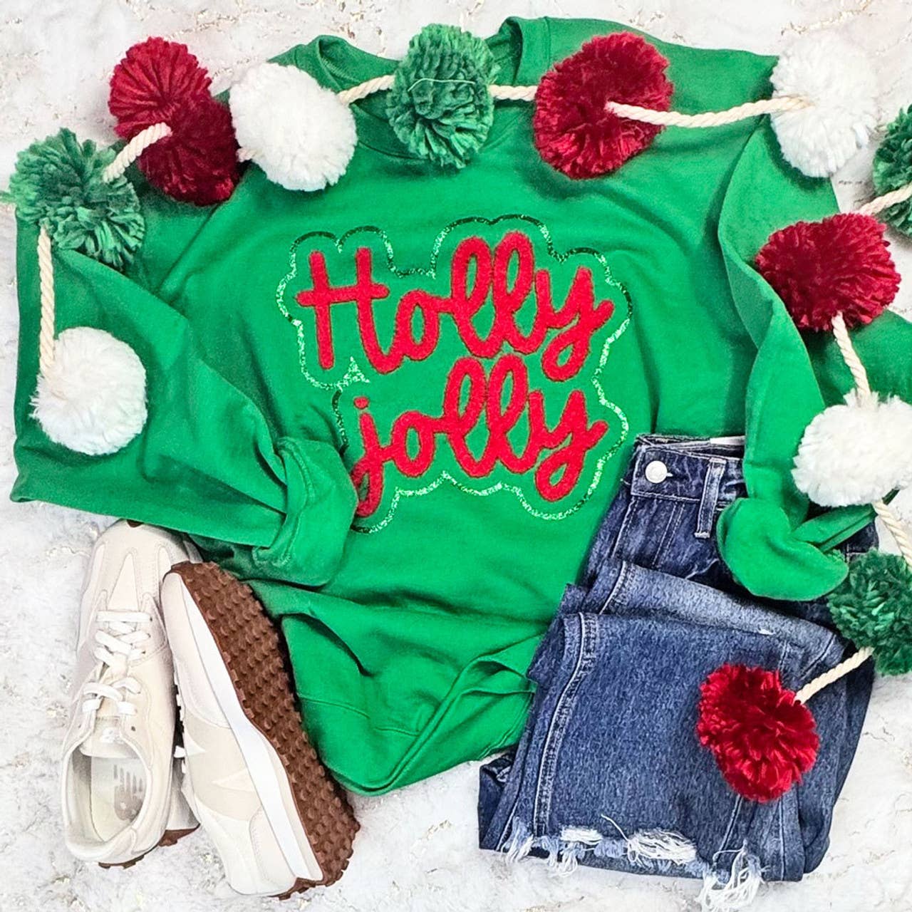 Holly Jolly Glitter and Fluffy Sweatshirt T-Shirts, Hoodie | PodTeesHub.com