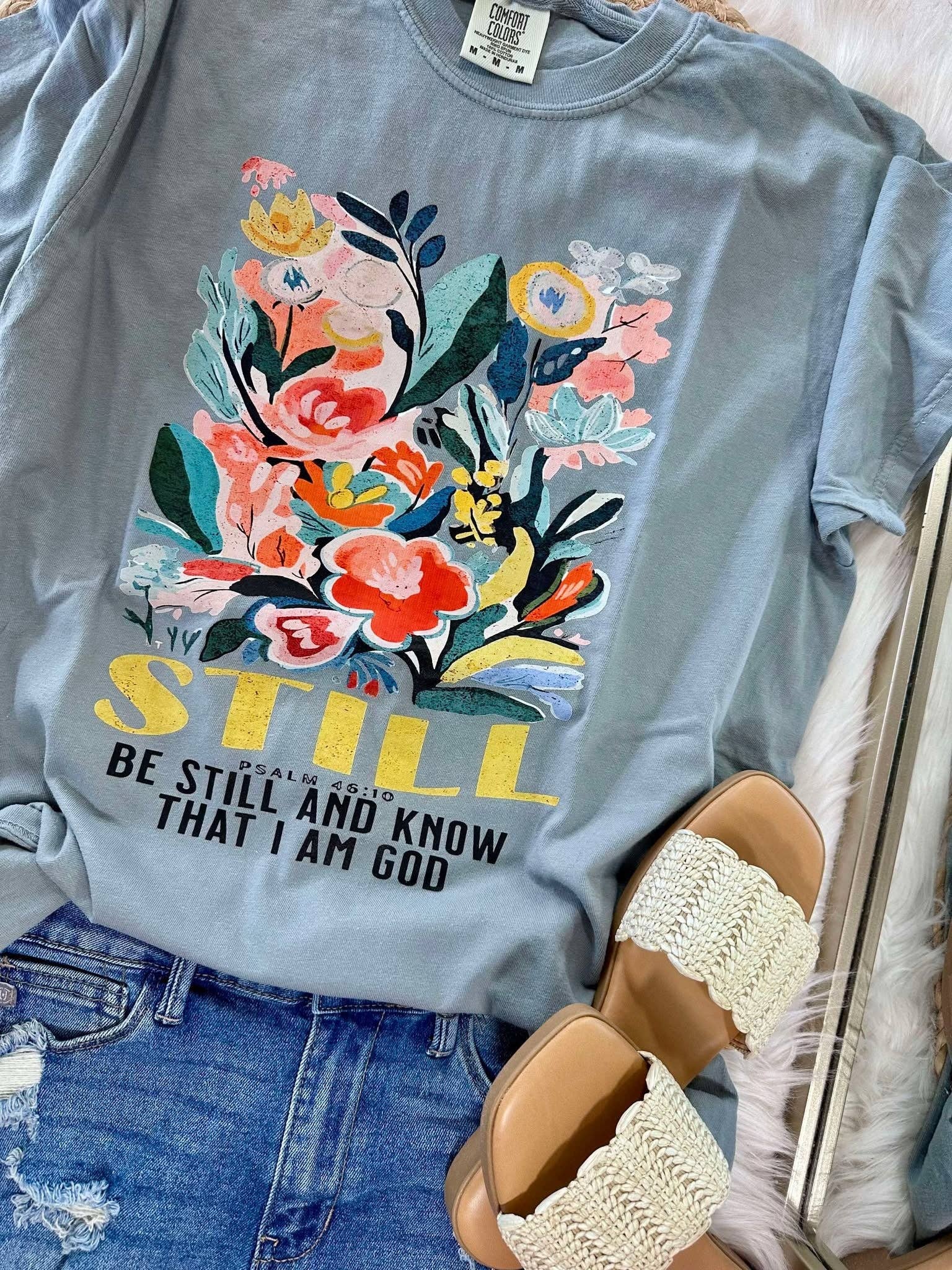 Be Still and Know Floral Box Dtf Tee Hoodie, Sweatshirt | PodTeesHub.com