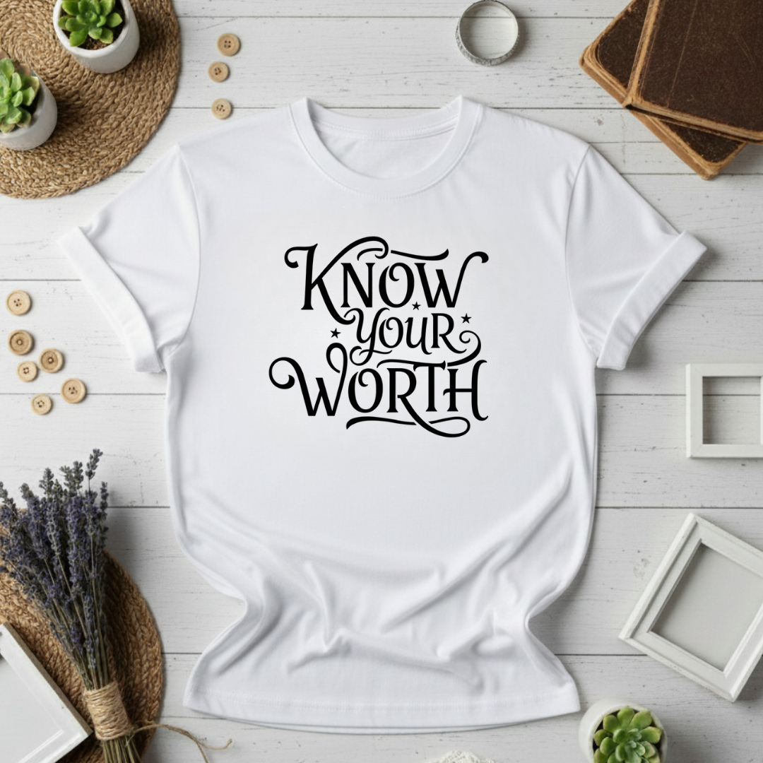 Know Your Worth Inspirational Graphic Tee Hoodie, Sweatshirt | PodTeesHub.com