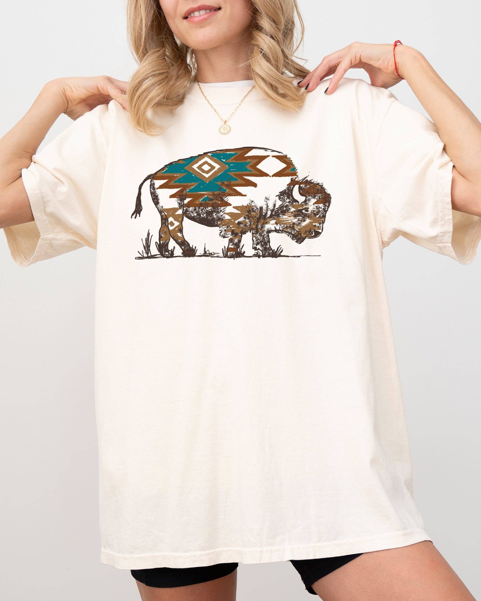 Bison, Buffalo, Western, Cowboy, Nature, Tribal Print Shirt Hoodie, Sweatshirt | PodTeesHub.com