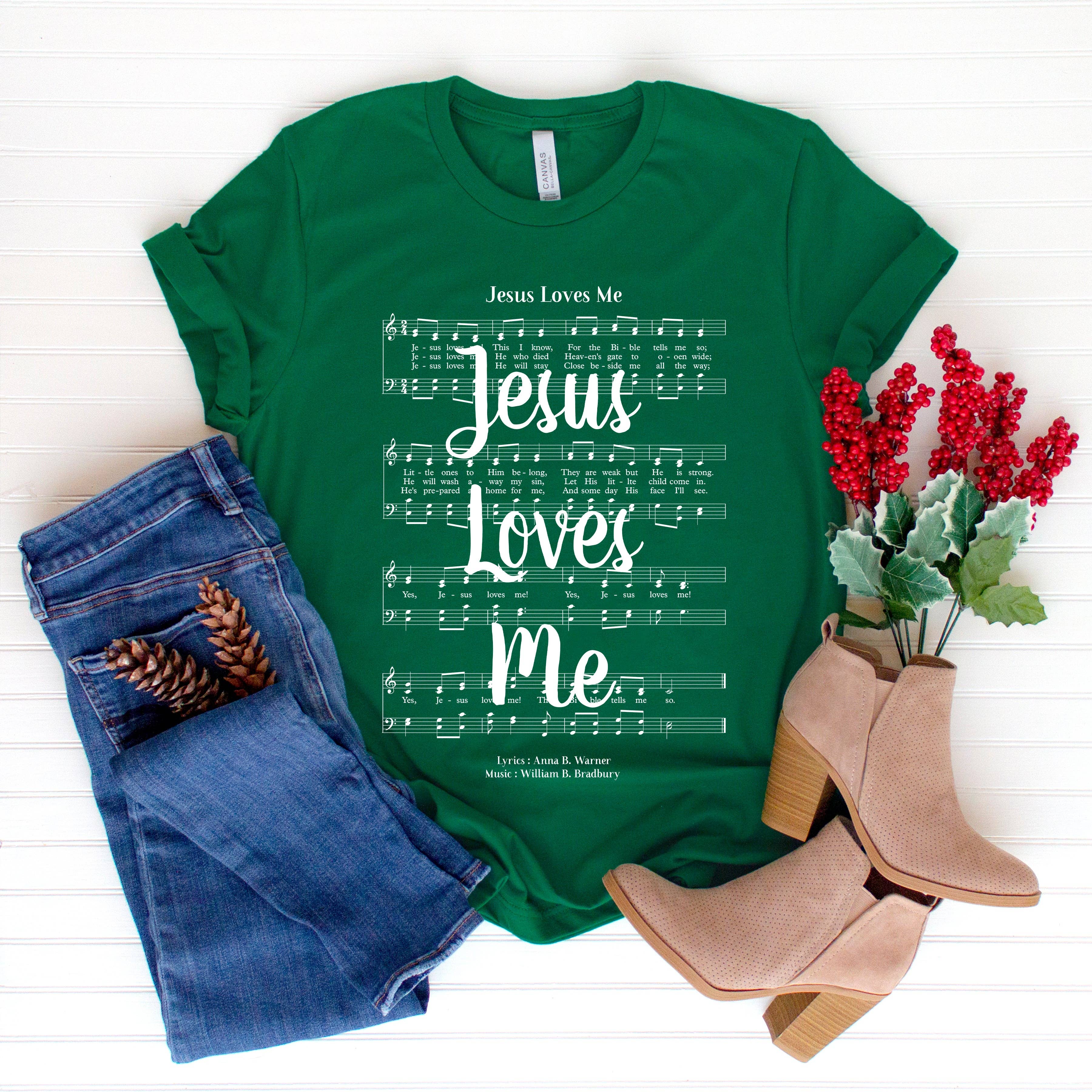 Jesus Loves Me Hymn T-Shirt - White Ink Hoodie, Sweatshirt | PodTeesHub.com