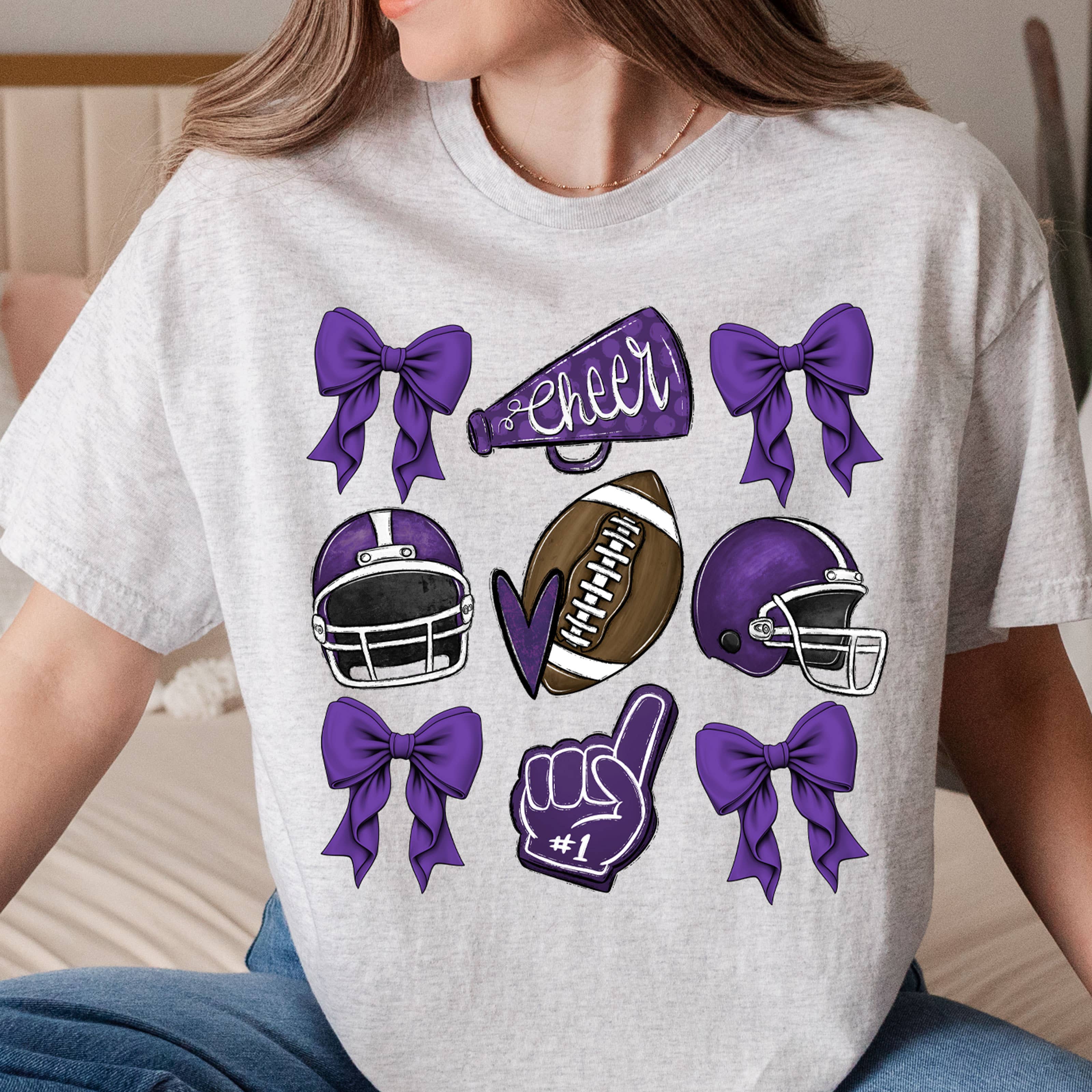 Purple Cheer Bows Everyday Tee Hoodie, Sweatshirt | PodTeesHub.com
