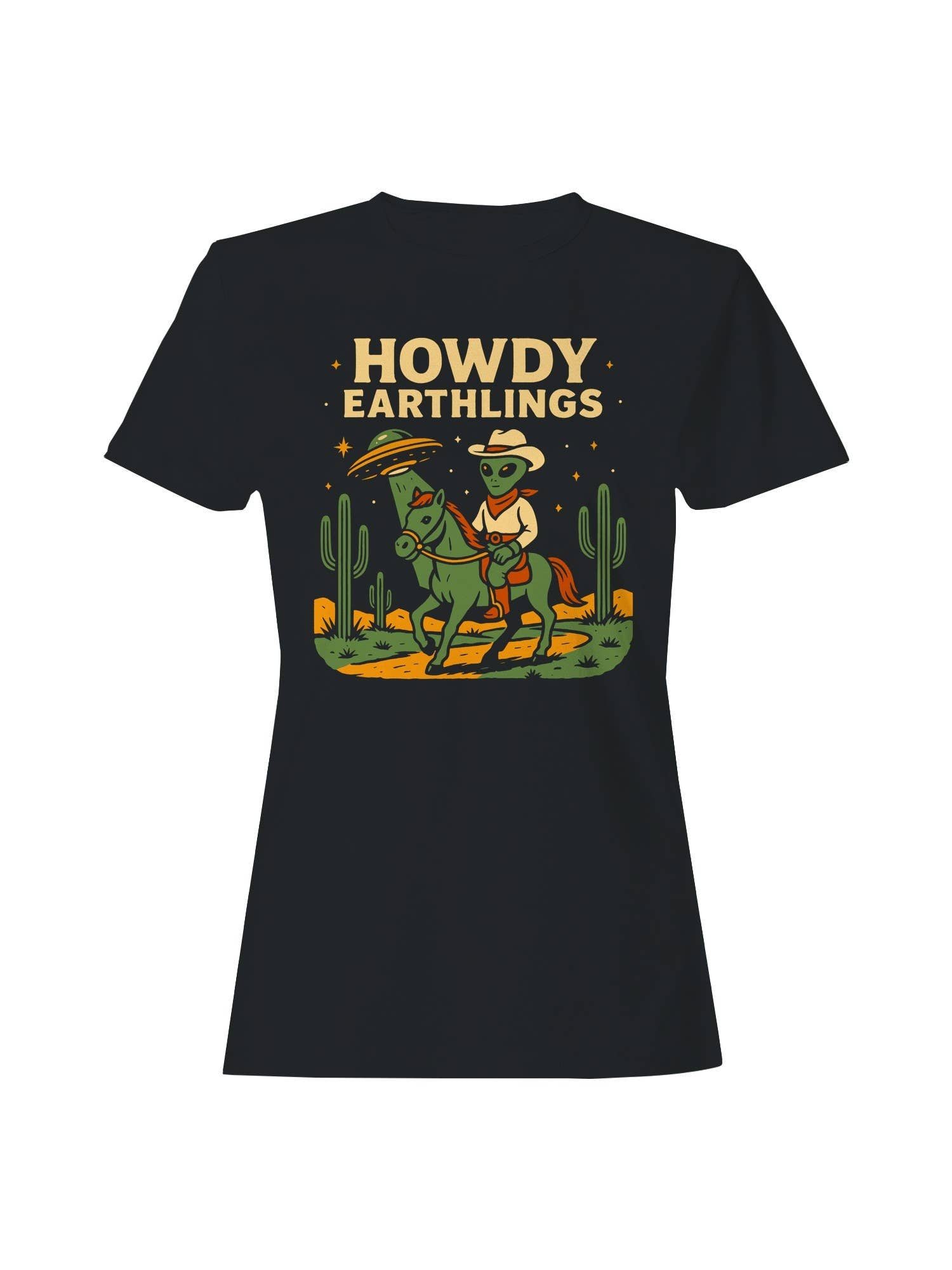 Alien Cowboy Howdy Earthlings Art Women's T-Shirt Hoodie, Sweatshirt | PodTeesHub.com