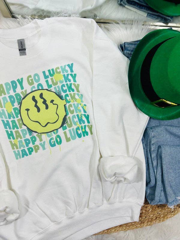 Happy Go Lucky Drippy Happy Sweatshirt T-Shirts, Hoodie | PodTeesHub.com