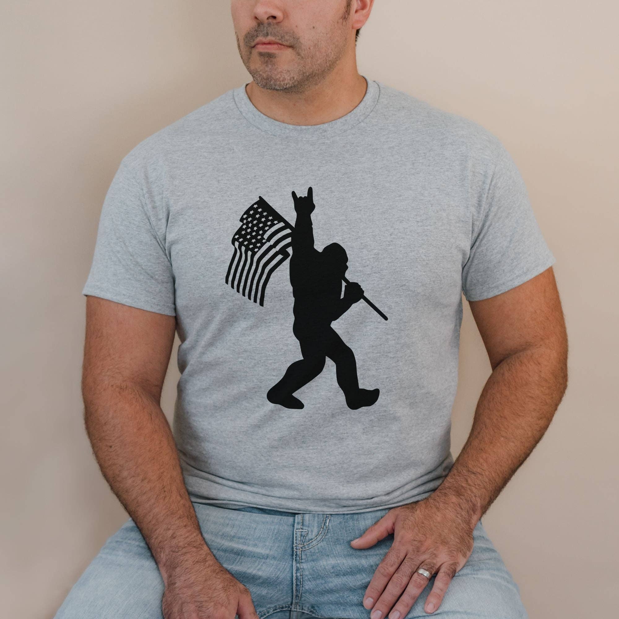 Patriotic Bigfoot Shirt *Unisex Fit* Hoodie, Sweatshirt | PodTeesHub.com