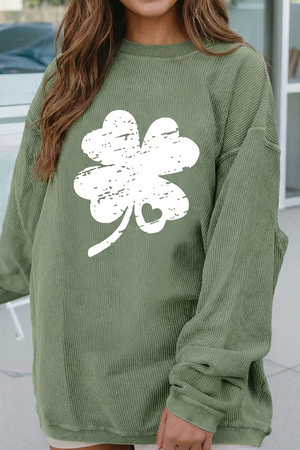 Distressed Clover Print St Patricks Sweatshirt (S-2XL) T-Shirts, Hoodie | PodTeesHub.com